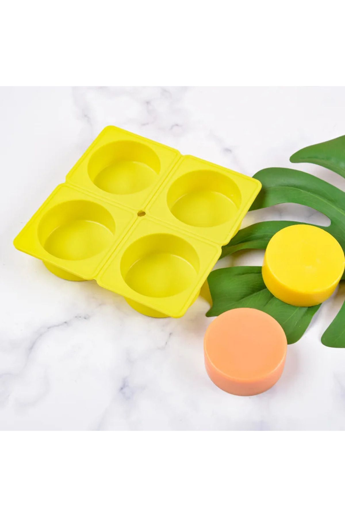 awwaline-Set 4 silicon molds, awwaline, round, yellow, ideal for muffins, cakes, eggs, DIY projects, wax, can 4