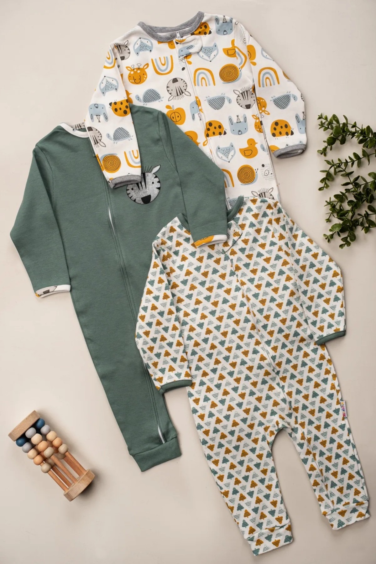 ENİA BABY Figürlü %100 Pamuklu Fermuarlı Unisex 3 Lü Bebek Uyku Tulum Seti. 9-12-18 Ay fotoğrafı 3 (önizleme)