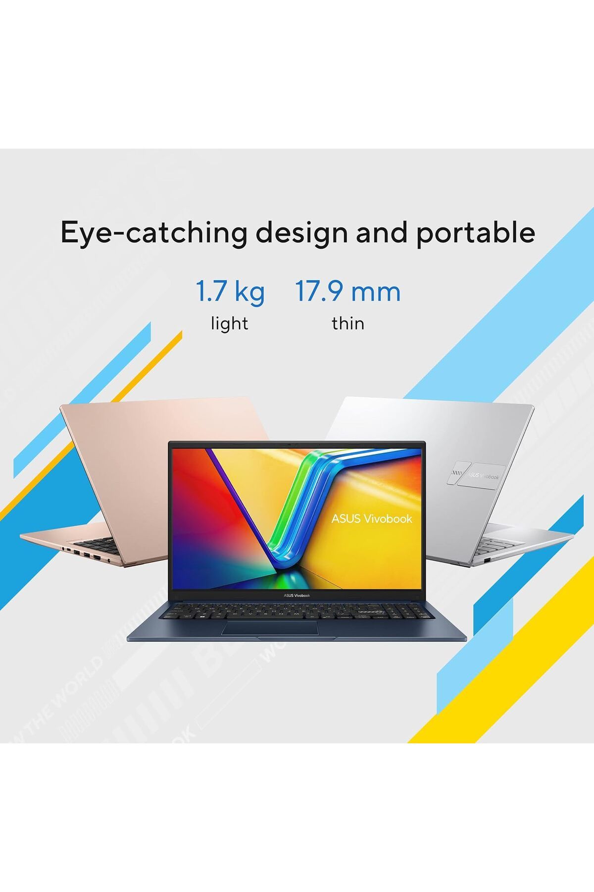 ASUS-VivoBook Laptop X1504VA-NJ121W, Intel Core i7-1355U-10Core, 16GB RAM DDR4, 512GB SSD Storage, 1 7