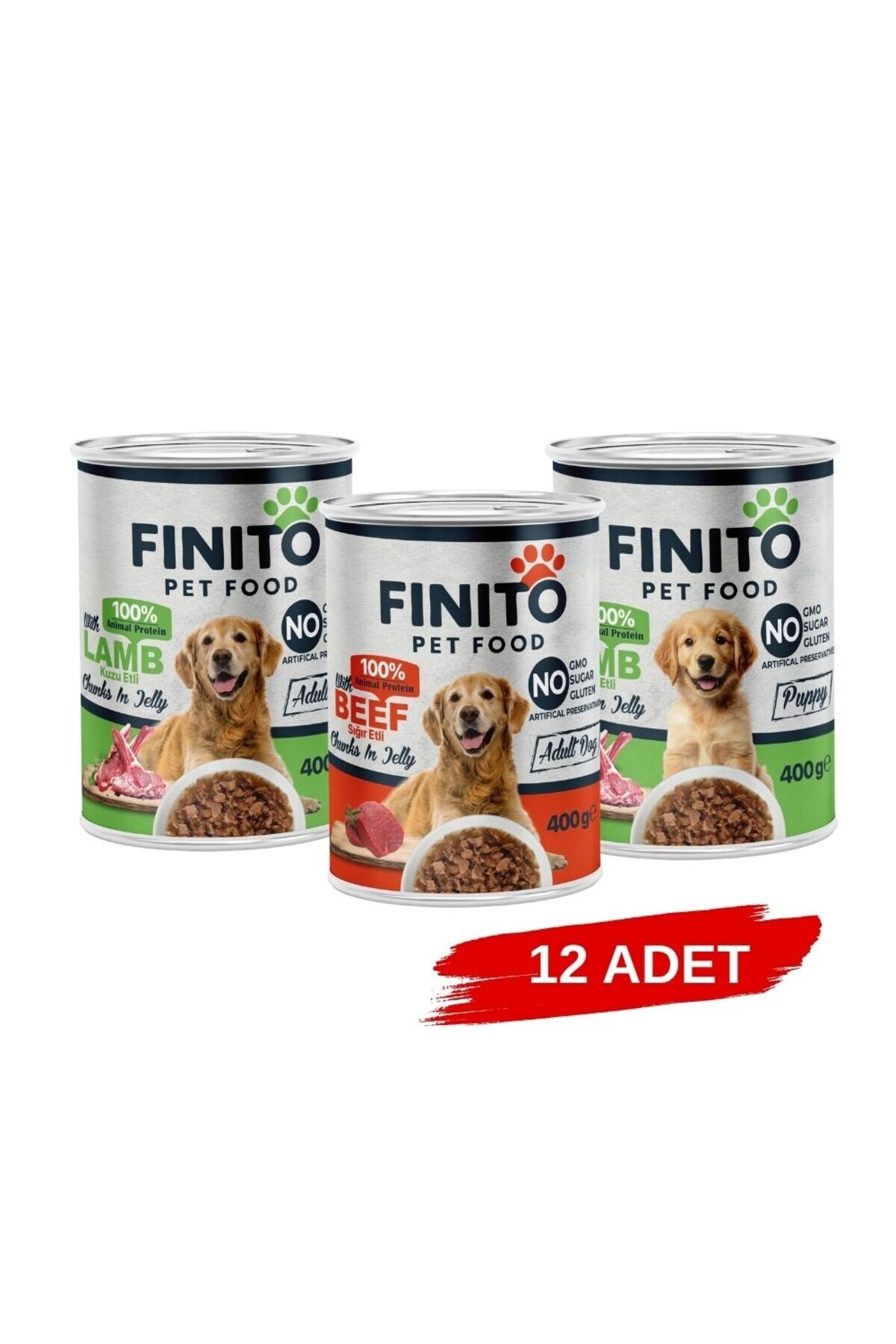 Finito Pet Food Finito Parça Etli Karışık Köpek Konservesi 400 G x 12 Adet