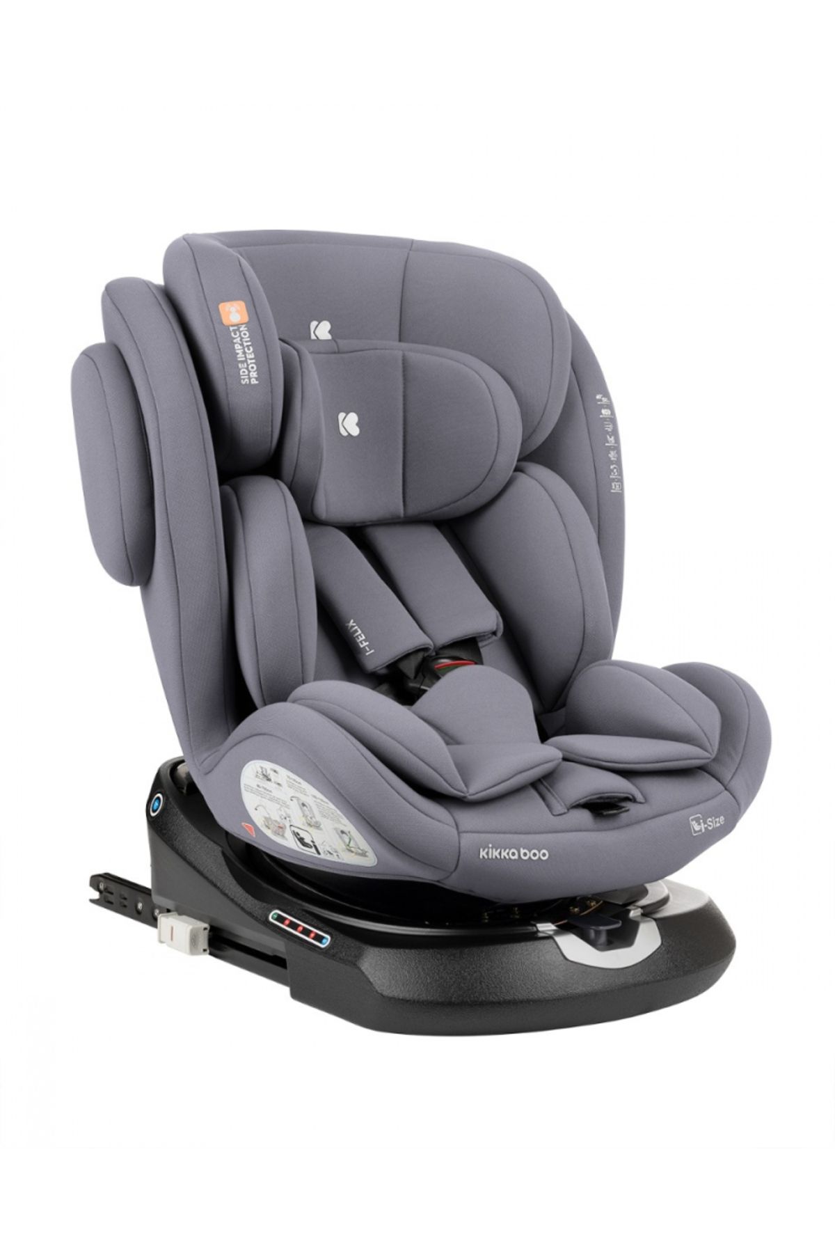 Kikka Boo-Child car seat with ISOFIX KikkaBoo I-Felix LightGrey, I-Size approved 40-150cm, R129, SPS-Prote 1