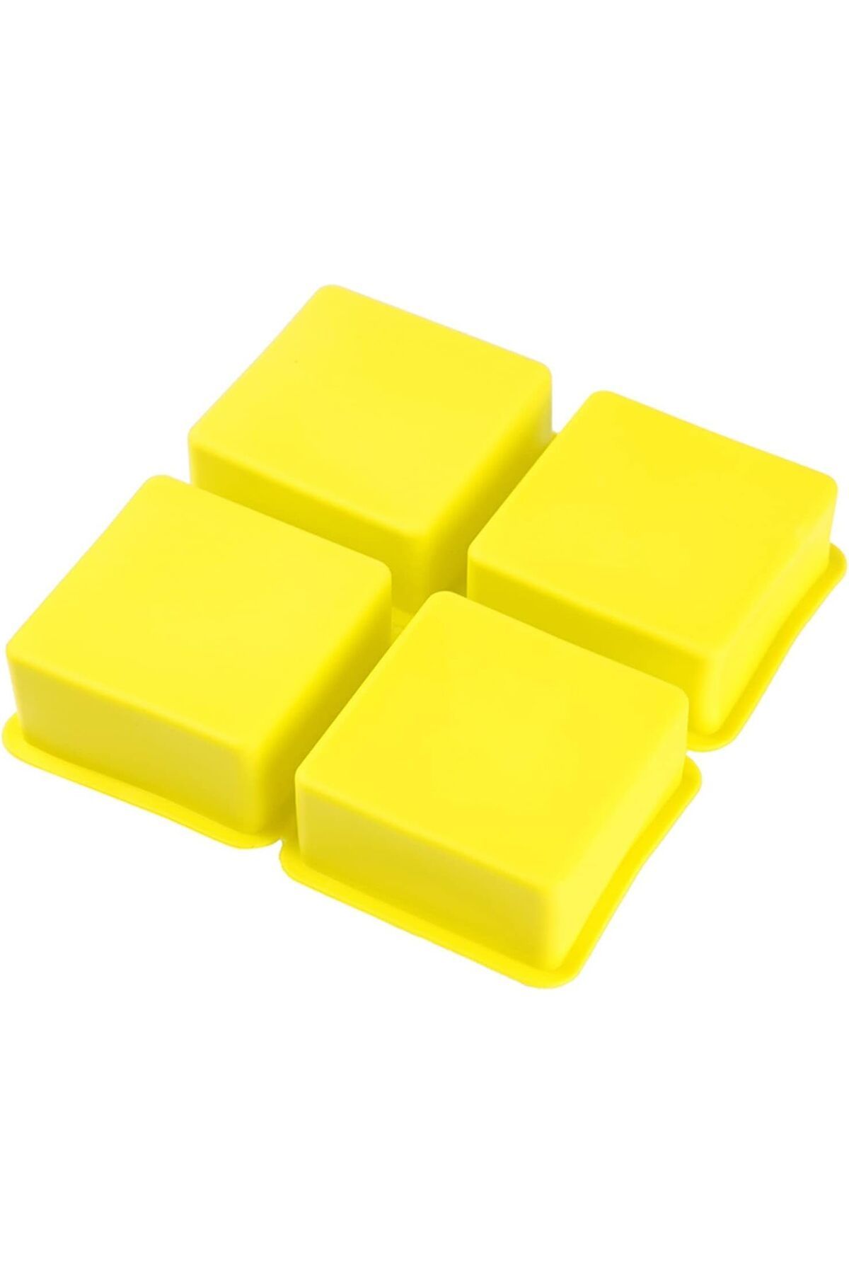 awwaline-Set 4 silicone molds, awwaline, square, yellow, ideal for cupcakes, cakes, eggs, DIY projects, wax, 3