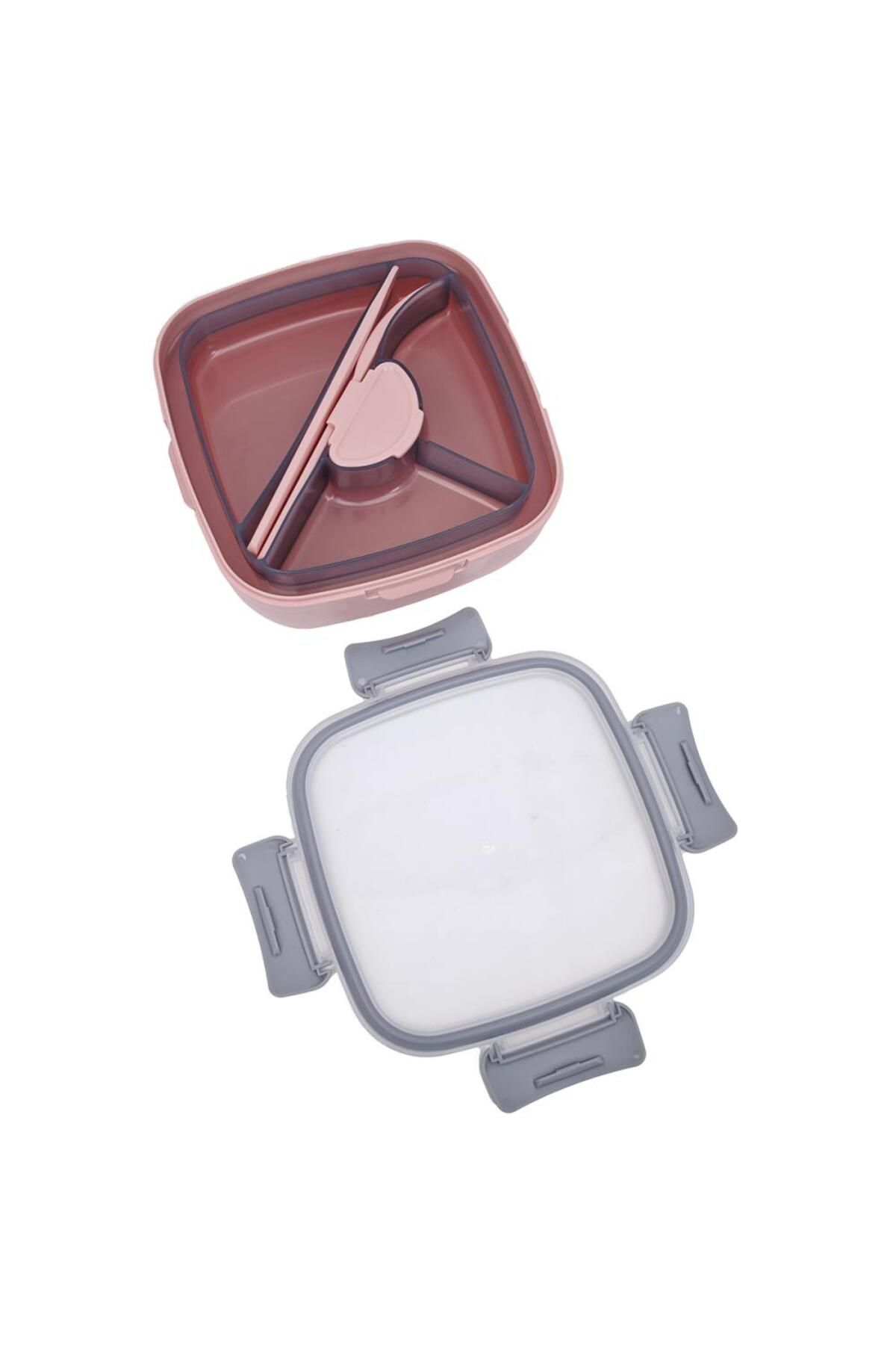 DNS-Caserola bento pentru copii, patrata, compartimente mari, 1570 ml roz HSD6522 6