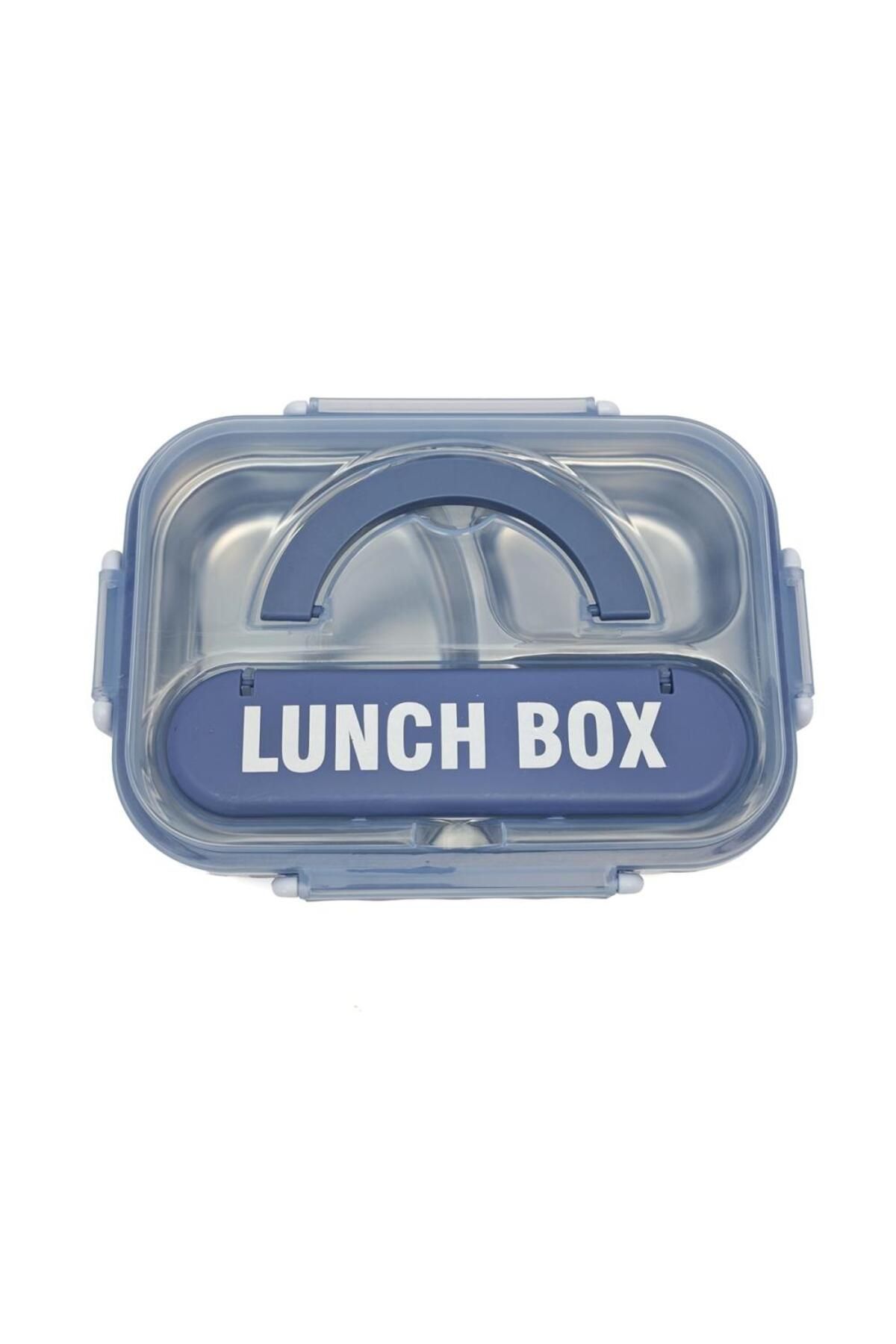 DNS-Cutie pentru pachet copii, inox, 3 compartimente, capac transparent, 800 ml, albastru HM5861 4