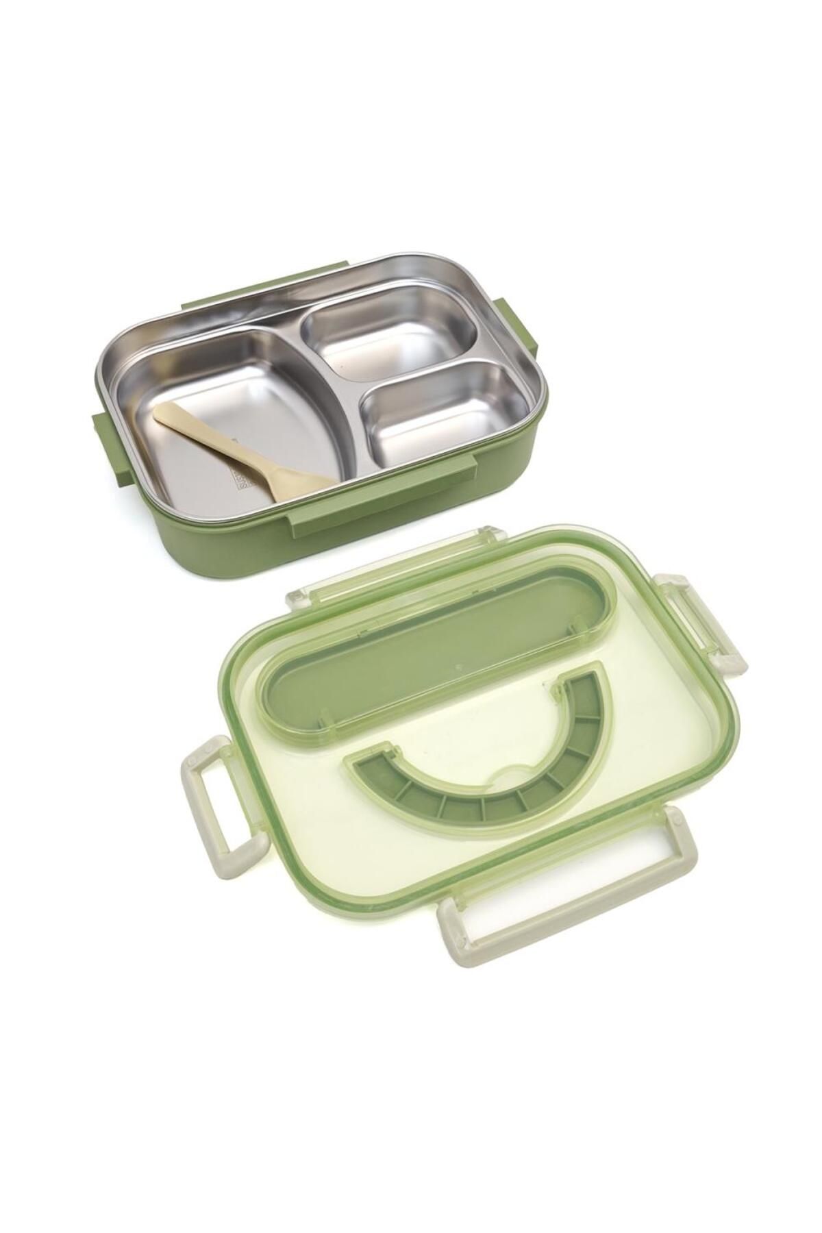 DNS-Cutie pentru pachet copii, inox, 3 compartimente, capac transparent, 800 ml, verde HM5861 6