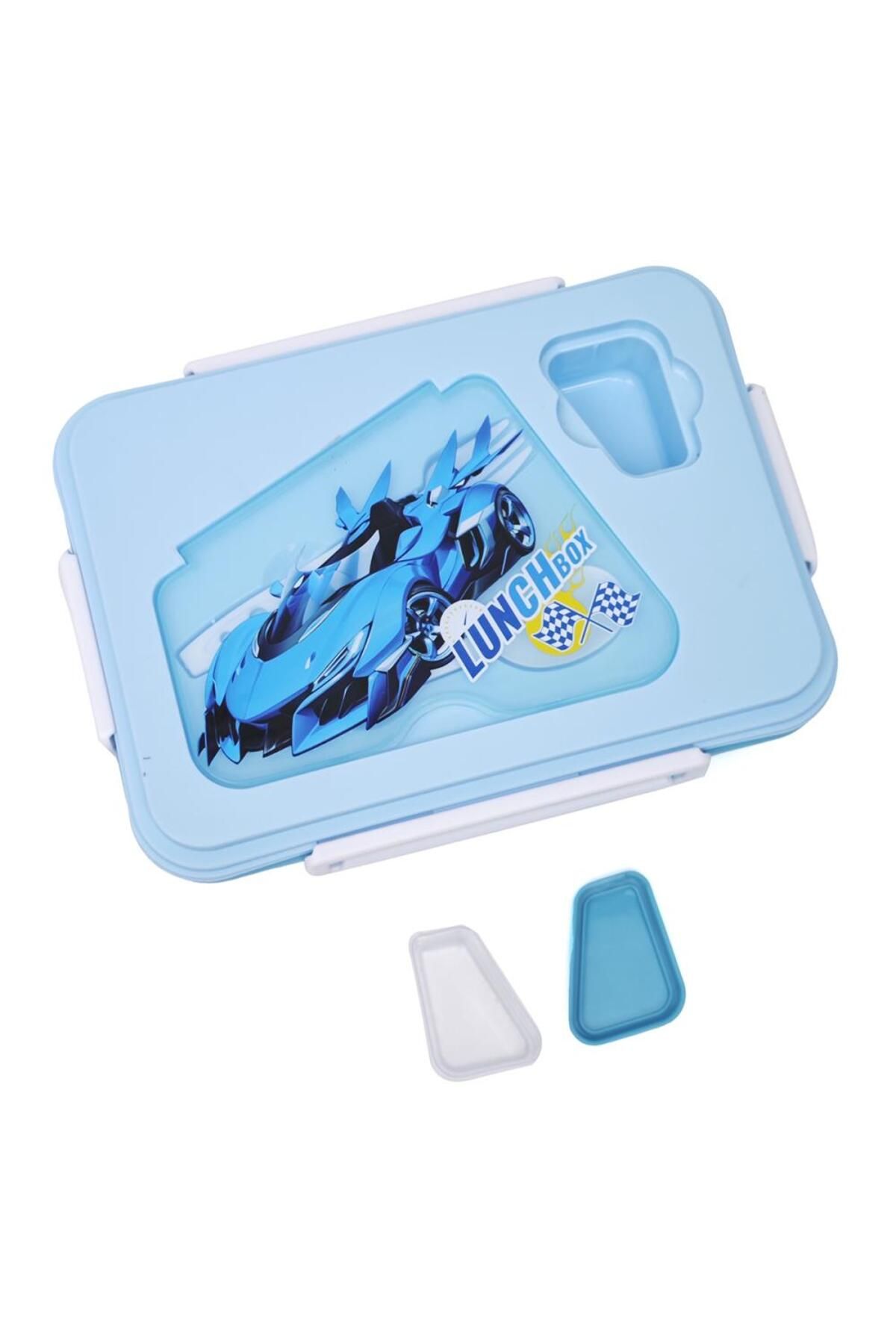 DNS-Caserola mare compartimentata pentru pranz copii, capac flip, 1100 ml, albastru YSY3026-1 5