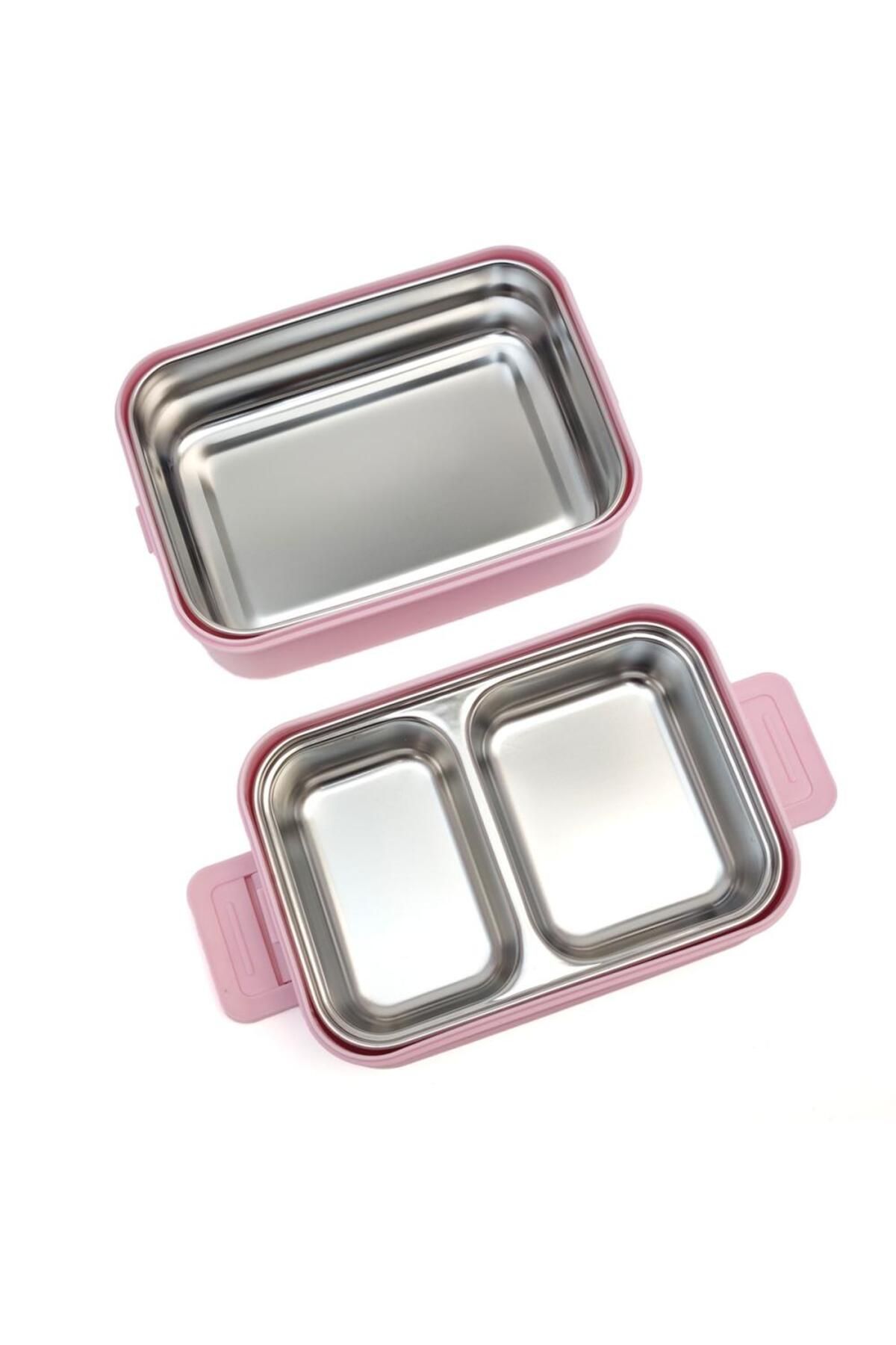 DNS-Kids lunch box, 2 layers, 2 compartments, bento box, lid with handle, 1350 ml, pink ML-6337 3