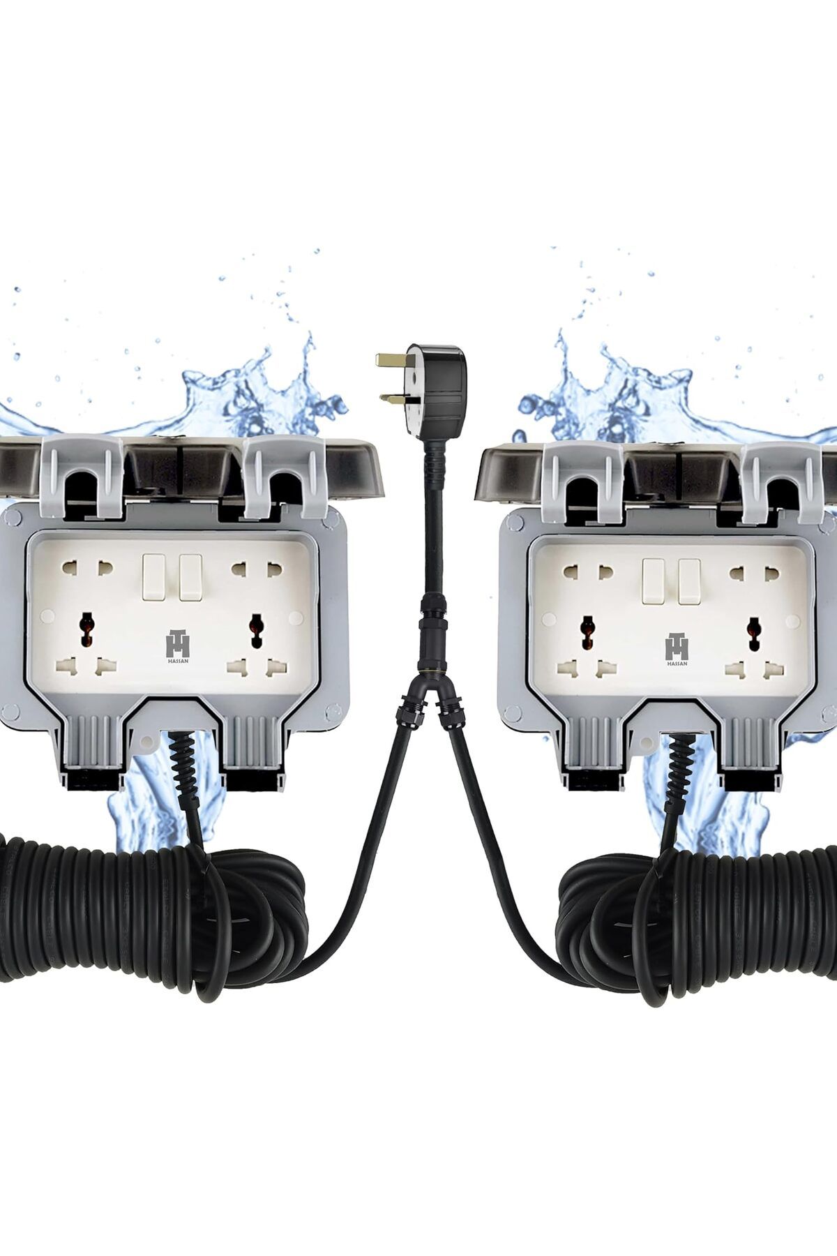 HASSAN-Weatherproof Dual Universal Extension Socket 13A Waterproof with Heavy Duty Long Cord – Ide 7