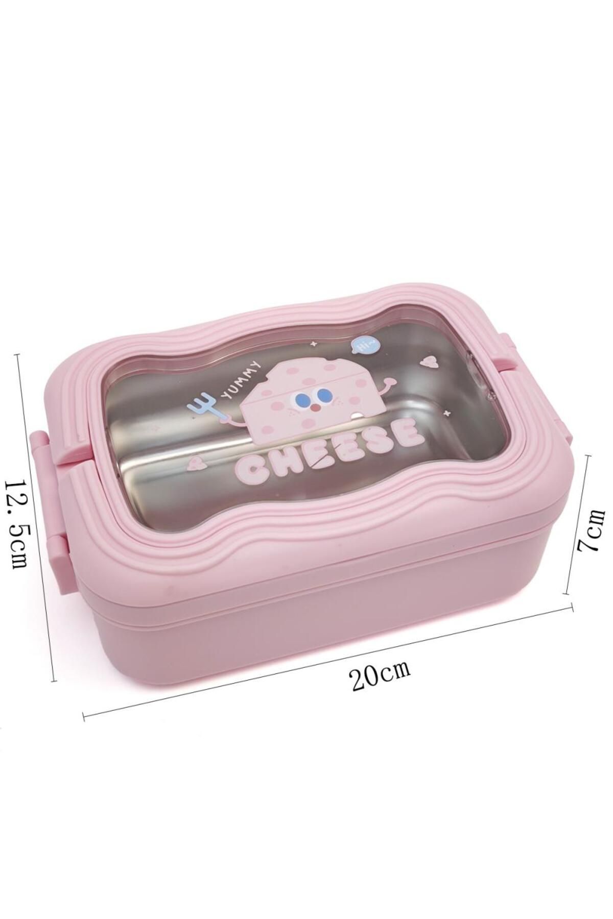 DNS-Stainless steel lunch box for school, 1 compartment, lid with handle, 750 ml, pink ML-6336 1