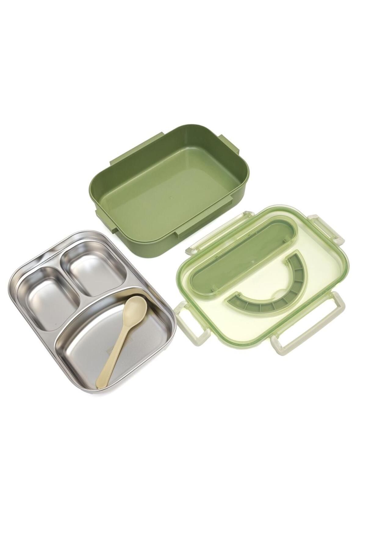 DNS-Cutie pentru pachet copii, inox, 3 compartimente, capac transparent, 800 ml, verde HM5861 3
