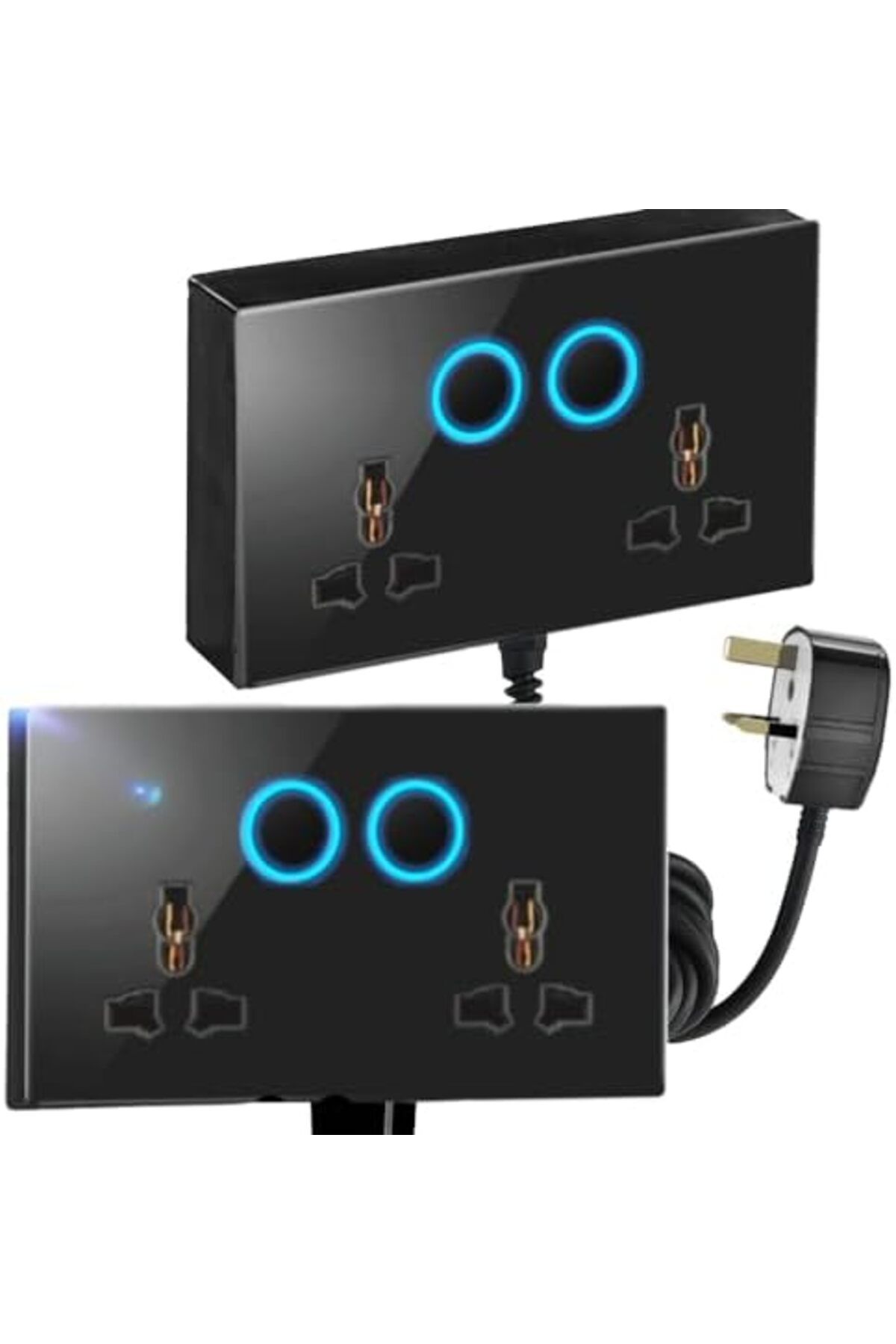 HASSAN-'s Dual Neon Indicator Extension with 13A Double Universal Glass Socket, Premium Tempered Fini 8