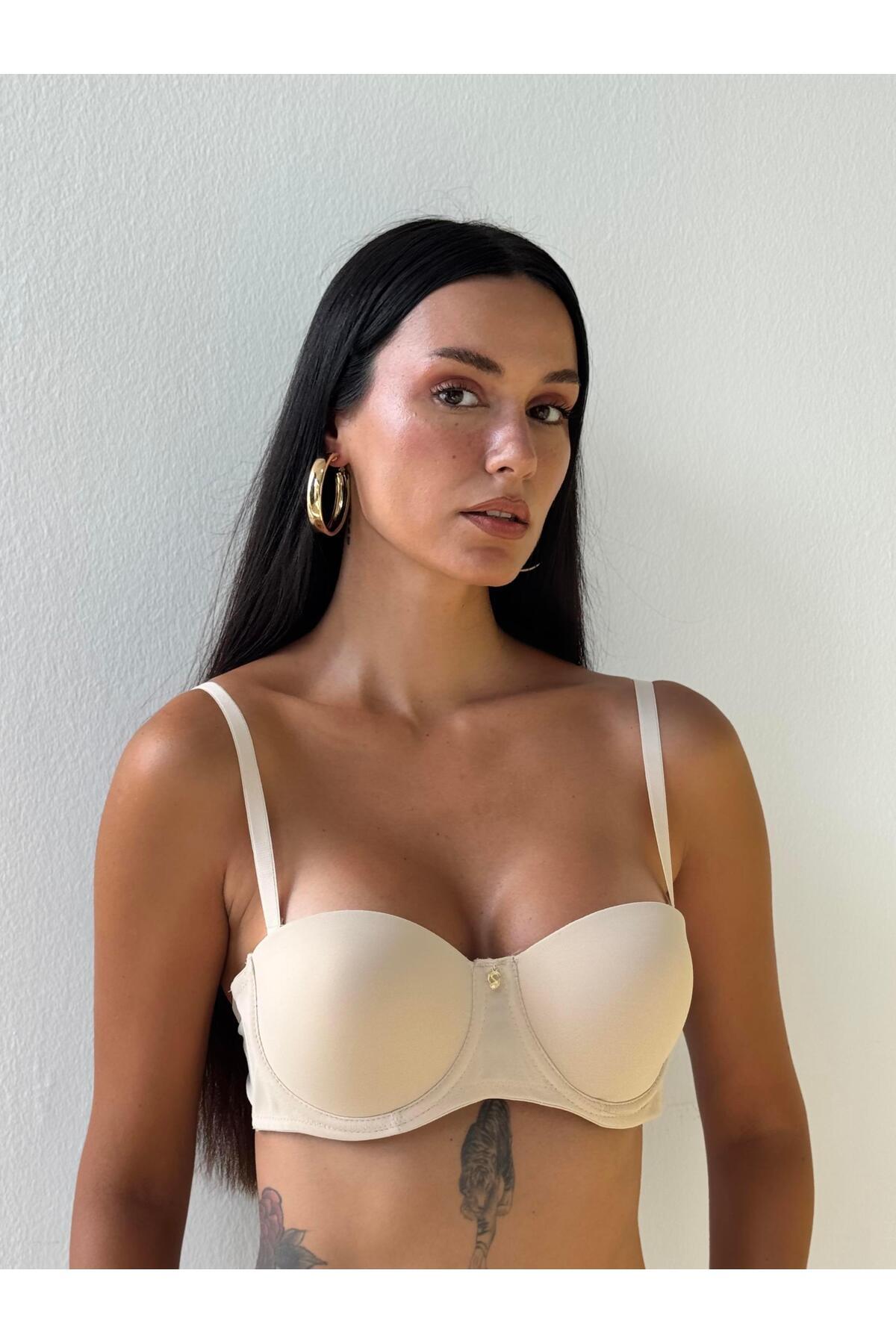 Cansoy Slikonlu Straplez Destekli Ten Sütyen (728)