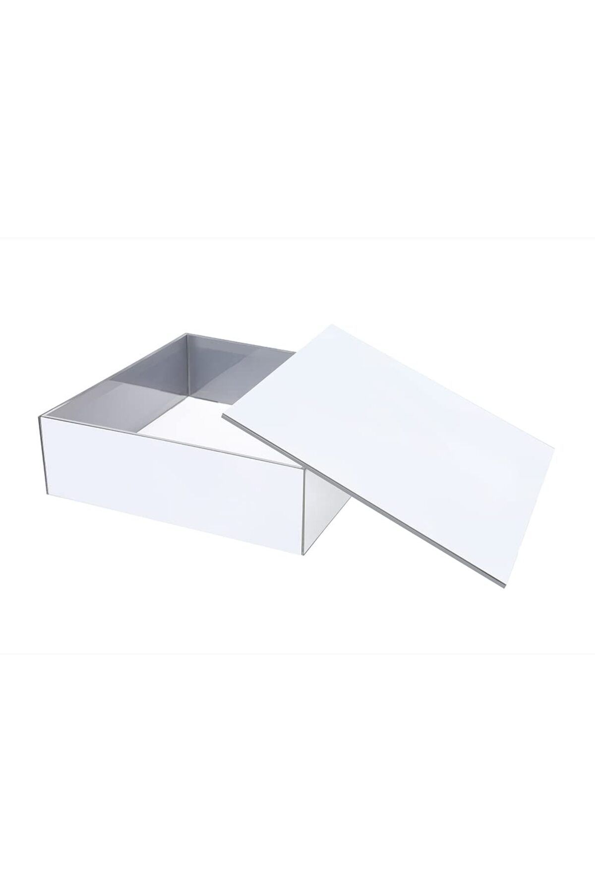 Lamsit Ibdaa-Acrylic Cake Box, Silver Mirror, 10x10x3 in, Display Case, Gift, Dustproof 1