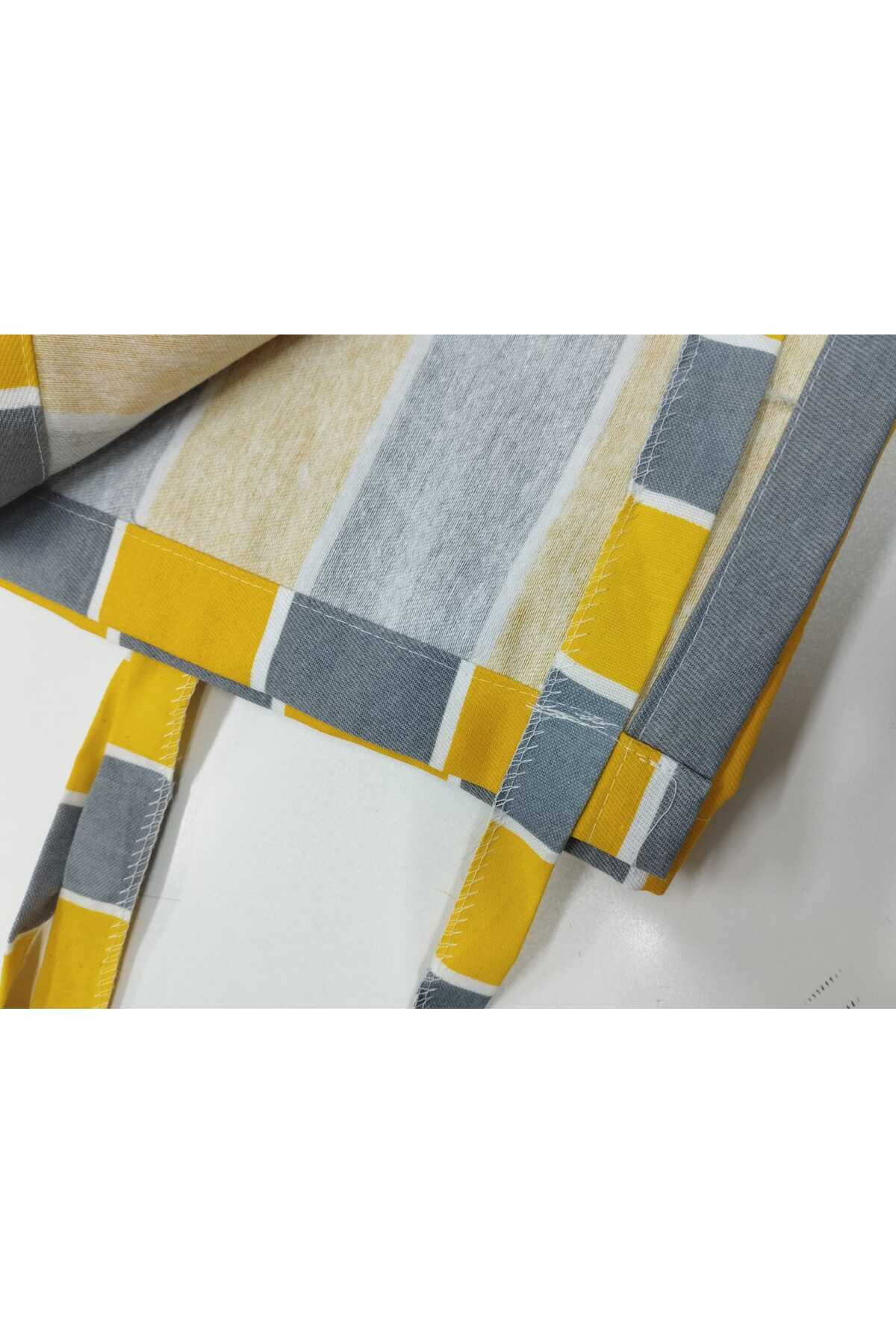 DEVRİM OLİVYA TEKSTİL-Luxury 1St Class Corniced Yellow Gray Balcony Curtain with Width X Height Measurements 4