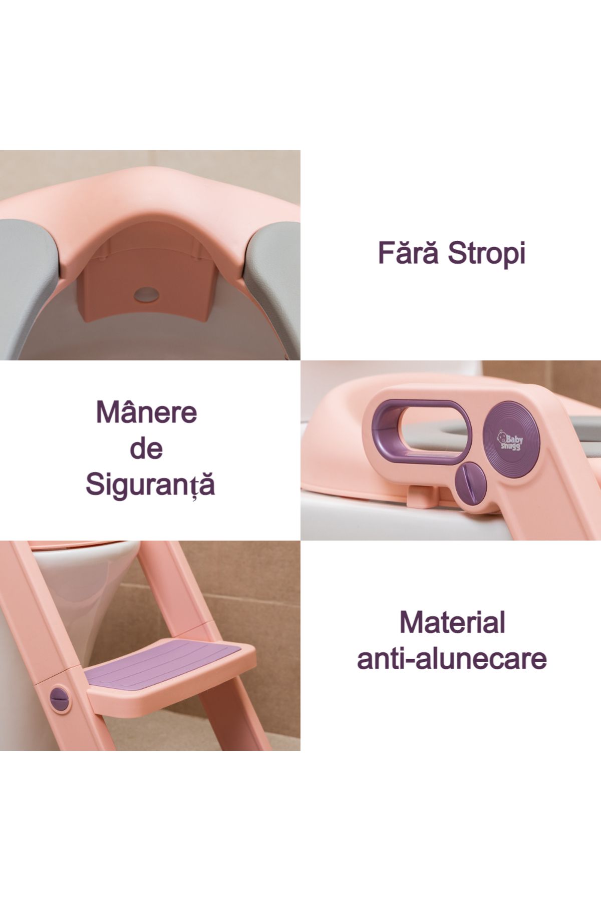 BabySnugg-Children's toilet reducer with foldable ladder and soft seat - with adjustable steps, oval toilet (40-47cm) 2