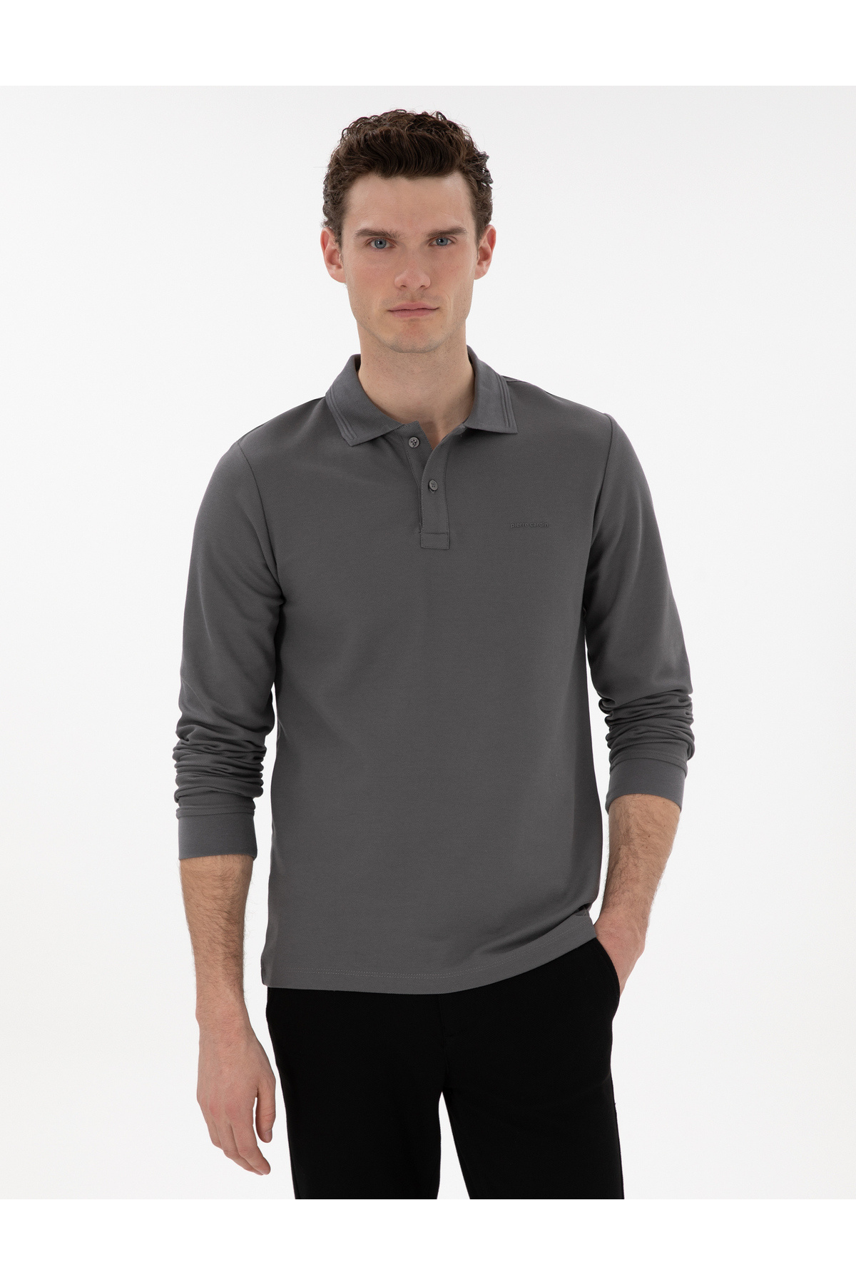 سویشرت یقه گرد خاکستری اسلیم فیت 50307408-VR024 پیر کاردین سویشرت Pierre Cardin