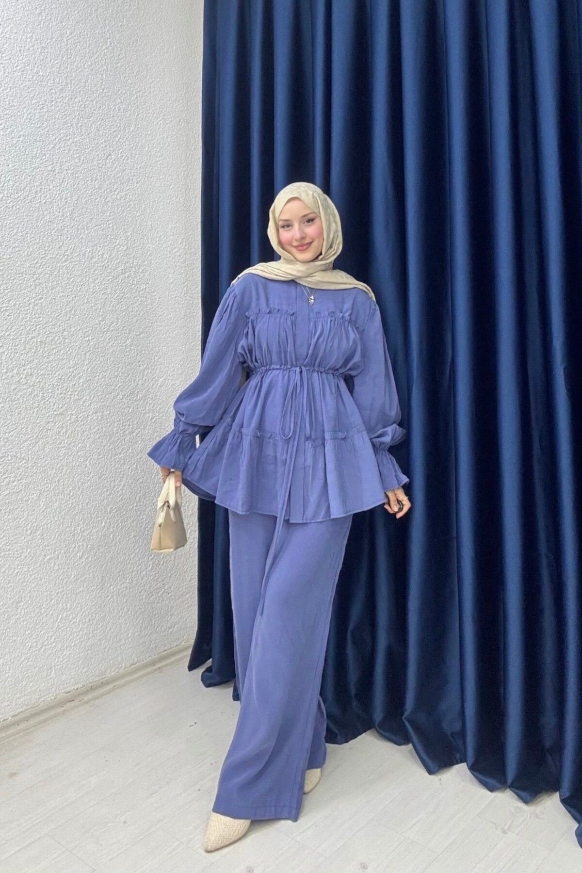 lurex moda-Pleated trouser set 1