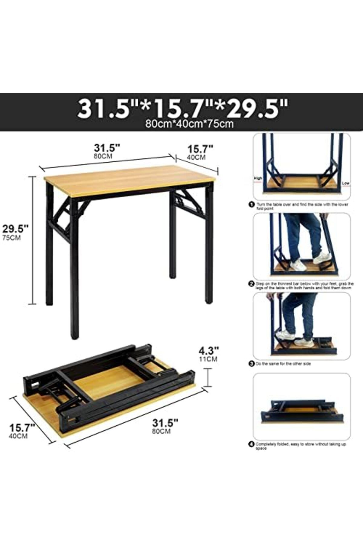 SKY TOUCH-SKY-TOUCH Folding Table, Standing Computer Desk, Multi Functional Camping Table, Coffee Table, with 6