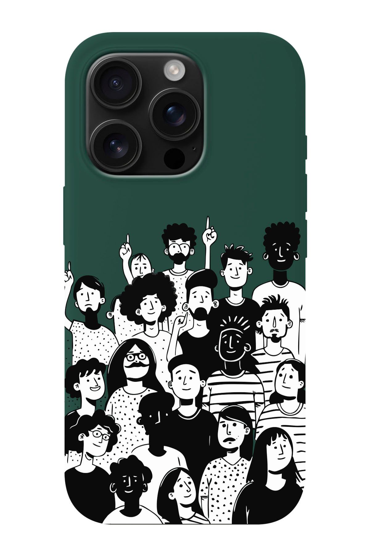 shoptocase-iPhone 16 Pro Max Compatible Community Spirit Patterned Suede Launch Protective Phone Case 1