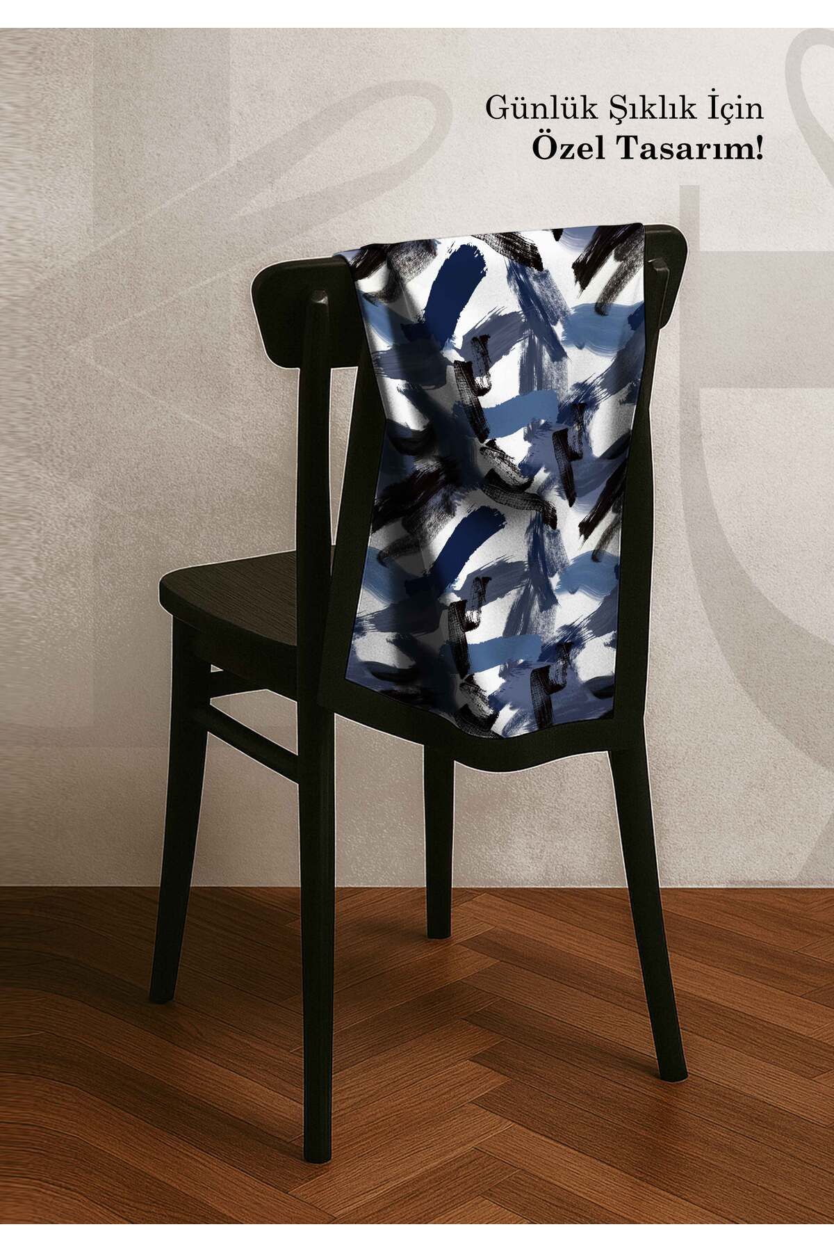 DESENİX-Brush Print Patterned Scarf |   4 Color Options |   90X90 - 100X100Cm |   Shiny Satin 3
