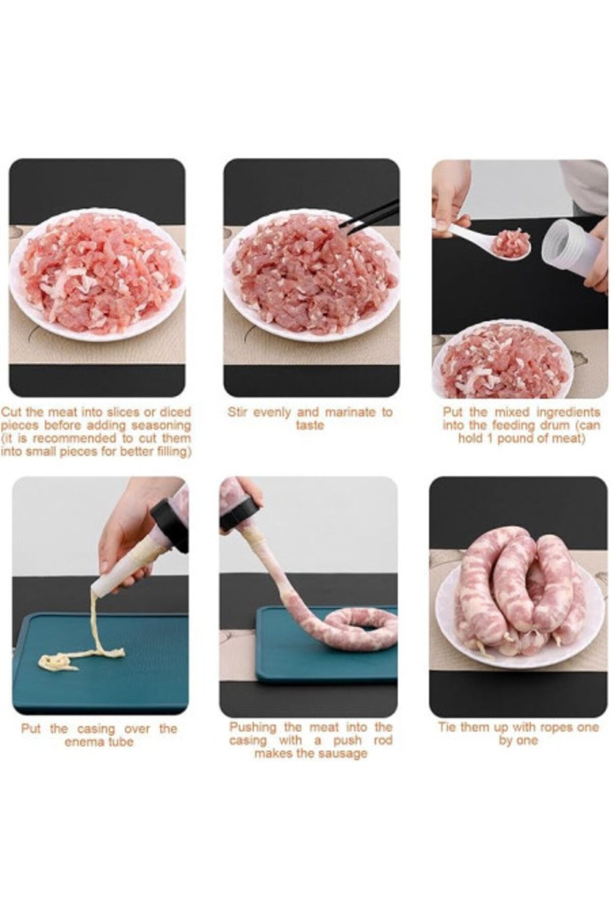 Kardett-Manual Sausage Stuffing Machine, Device, Tool with 4 Tubes for Sliced Meat 7