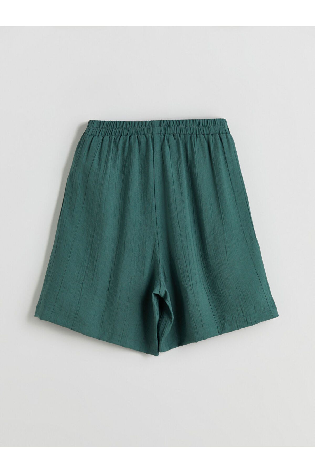 LC Waikiki-Sparkling Selections from Shining Store |   Green Textured Women's Shorts with Elastic Waist 6
