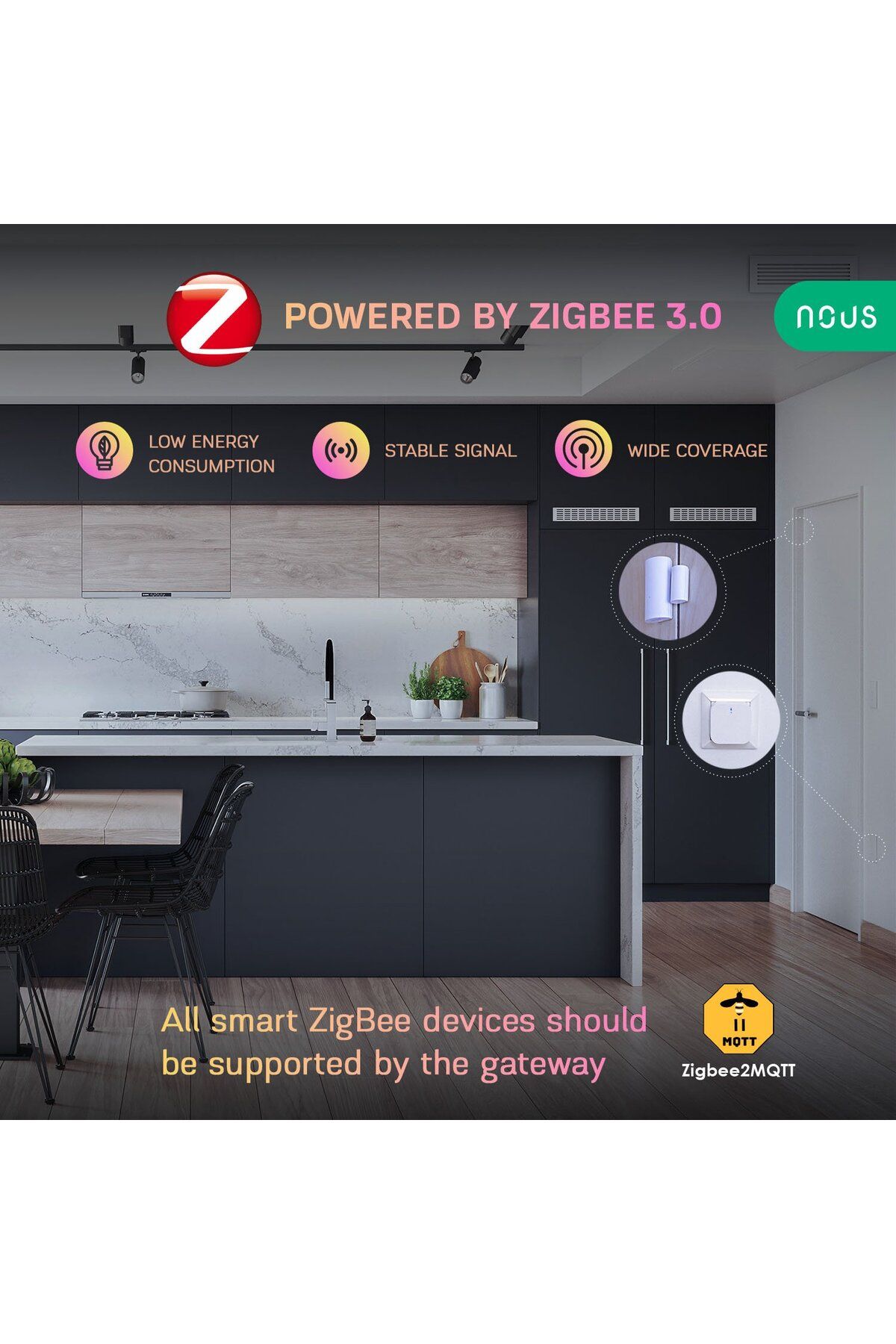 Nous-Smart Door or Window Sensor E3, ZigBee 5