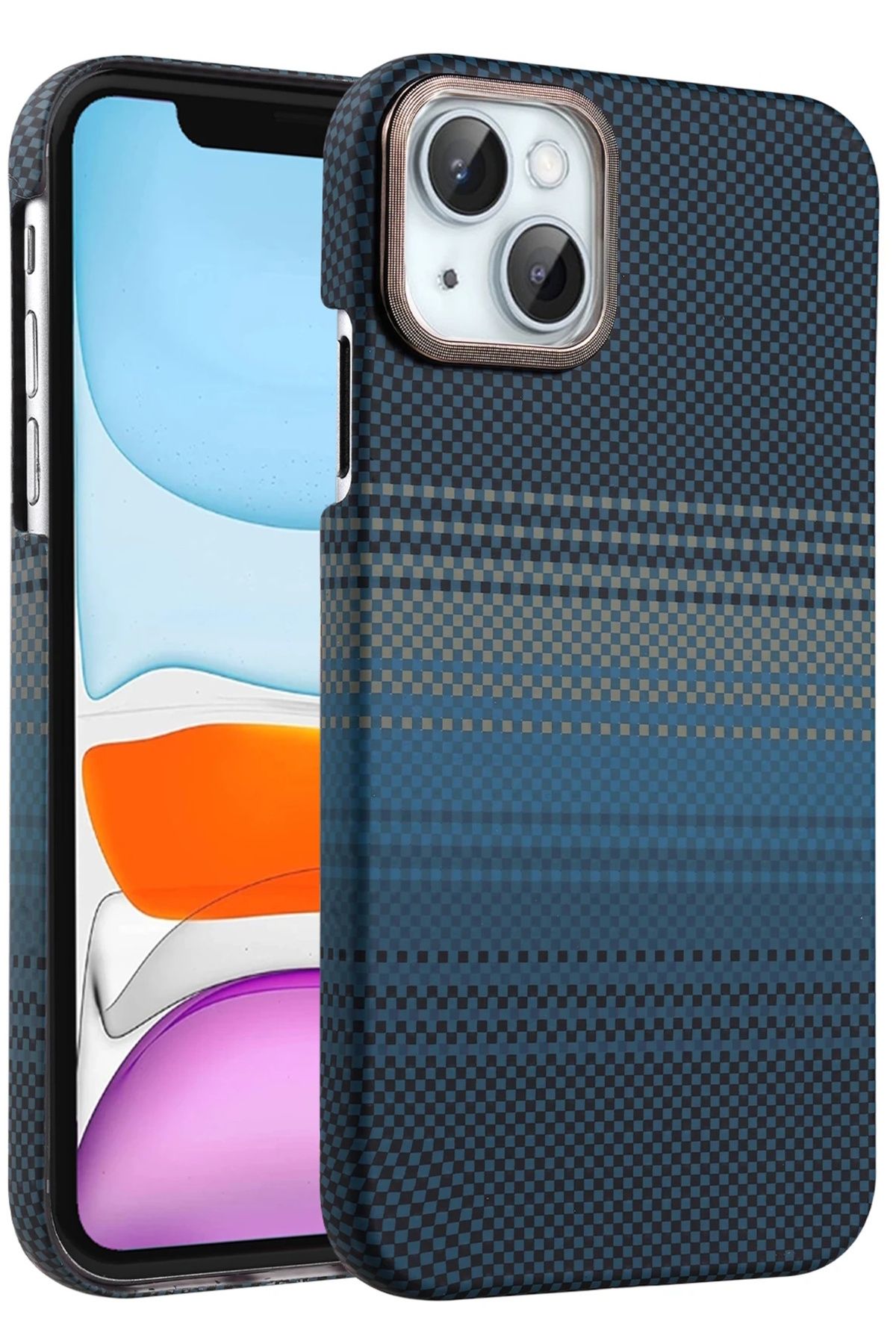 m.tk moveteck-Apple iPhone 13 - 14 Case Kevlar Carbon Look Embossed Textured Pattern Super Thin Magsafe Cover 3