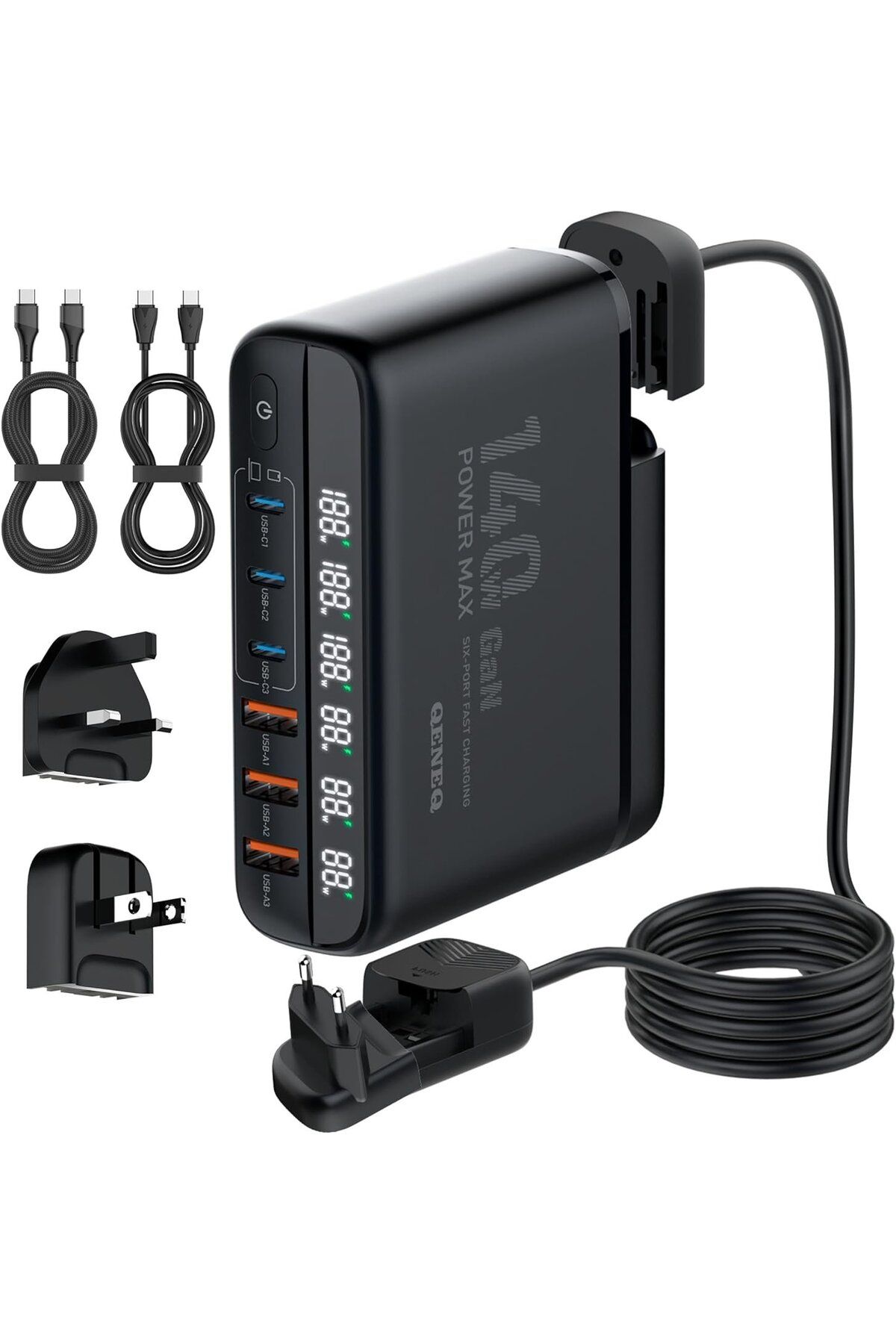 LDNIO-Incarcator Retea 140W GaN LINDO A6140C, Incarcare rapida, 3xUSB-A, 3XUSB-C, Compatibil EU UK US 1