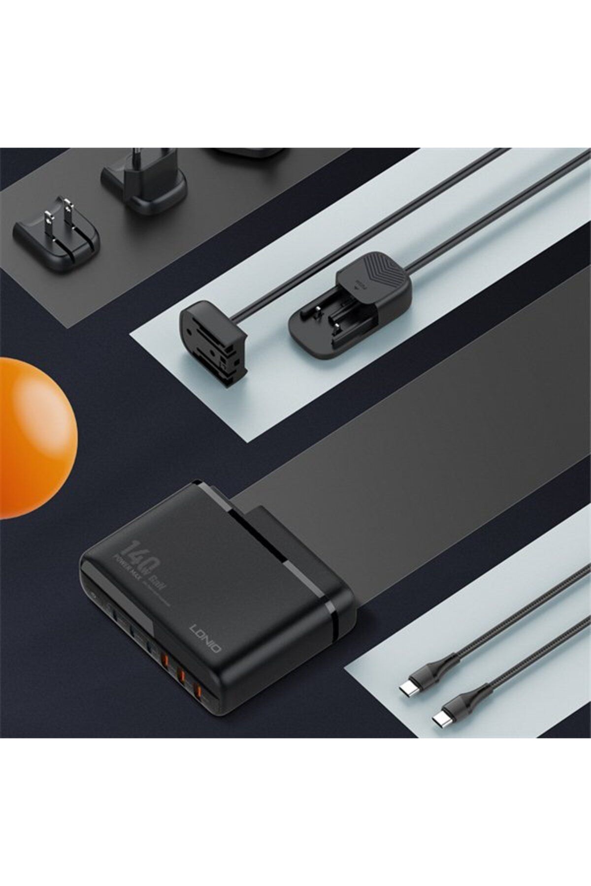 LDNIO-Incarcator Retea 140W GaN LINDO A6140C, Incarcare rapida, 3xUSB-A, 3XUSB-C, Compatibil EU UK US 4