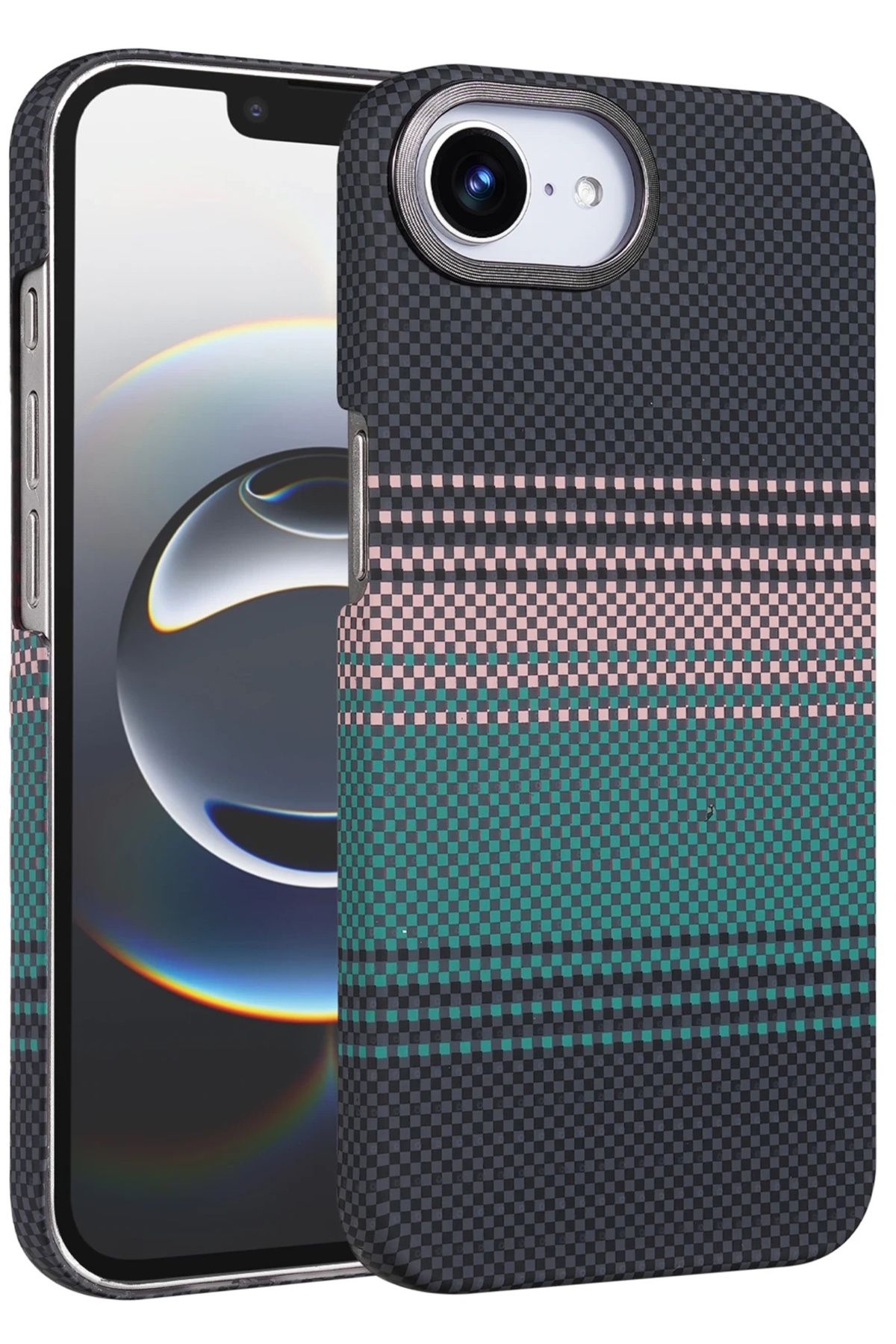 m.tk moveteck-Apple iPhone 16E Case Kevlar Carbon Look Embossed Textured Patterned 0.5m Super Thin Magsafe Cover 1
