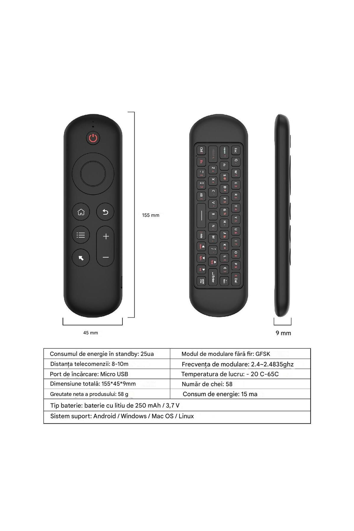 OEM-All-in-One Smart Remote Control, Absolute Control with QWERTY Keyboard, Gyroscopic Air Mouse 5
