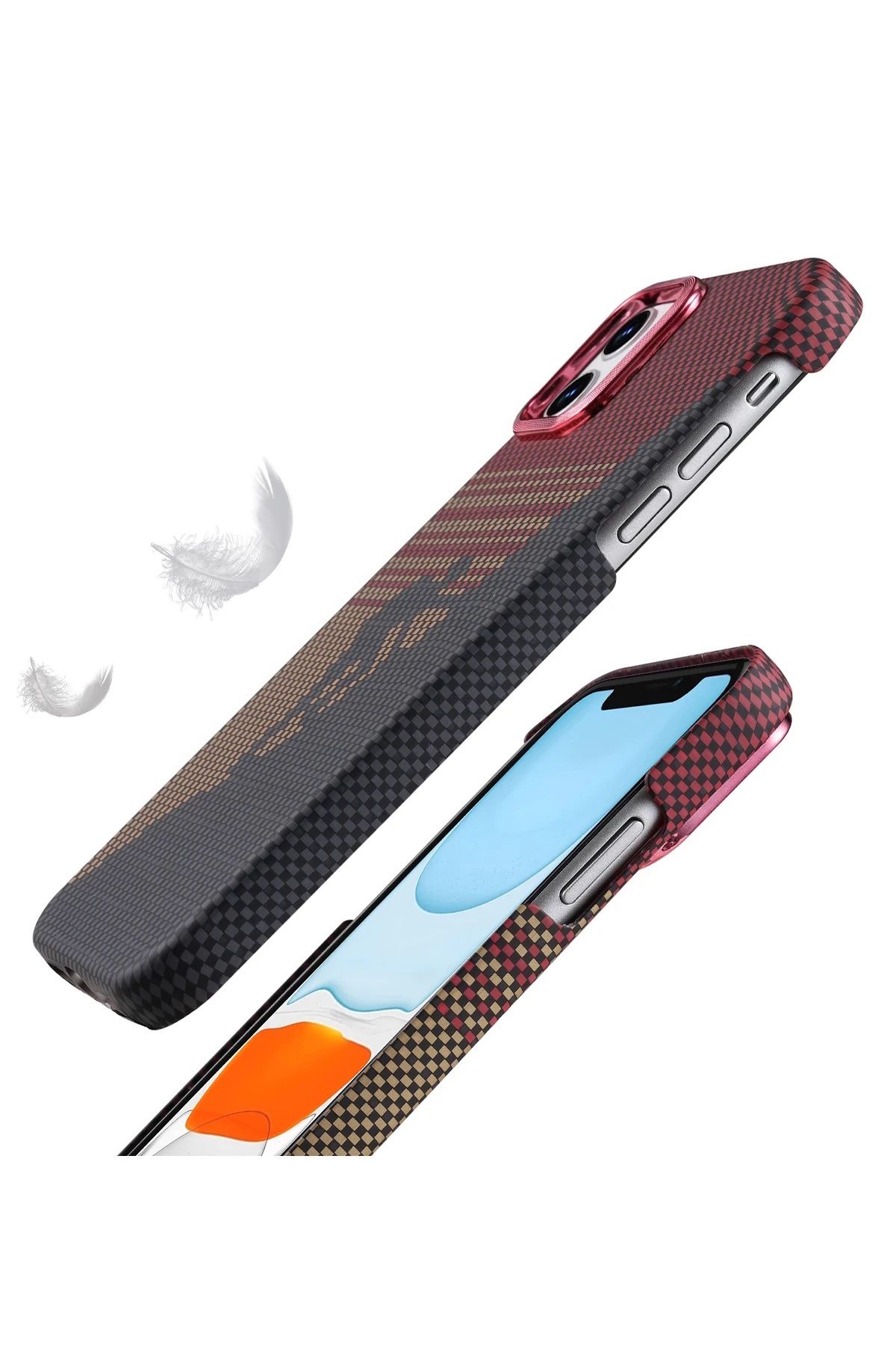 m.tk moveteck-Apple iPhone 11 Case Kevlar Carbon Look Embossed Textured Patterned 0.5m Super Thin Magsafe Cover 5