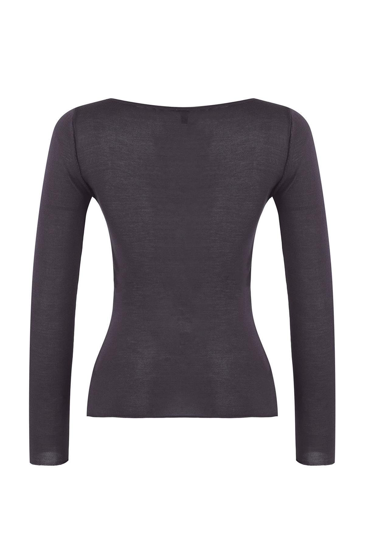 Trendyolmilla  Wardrobe Essentials Antrasit Basic İnce Triko Kazak | TWOAW26KZ00112 - Görsel 6