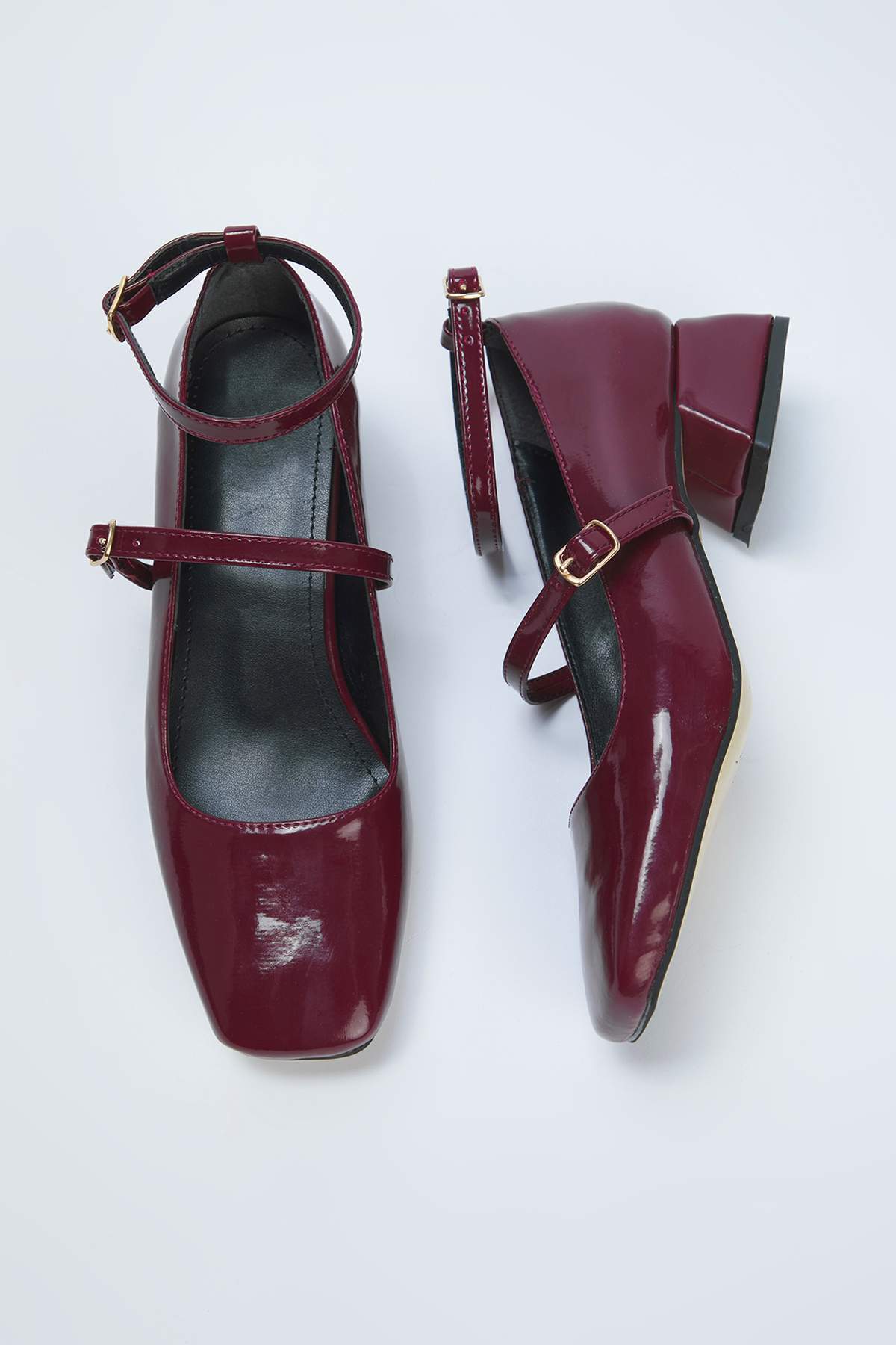 Trendyolmilla Shoes Teen Bordo Mary Jane Bilekten Bağlı Kare Burun