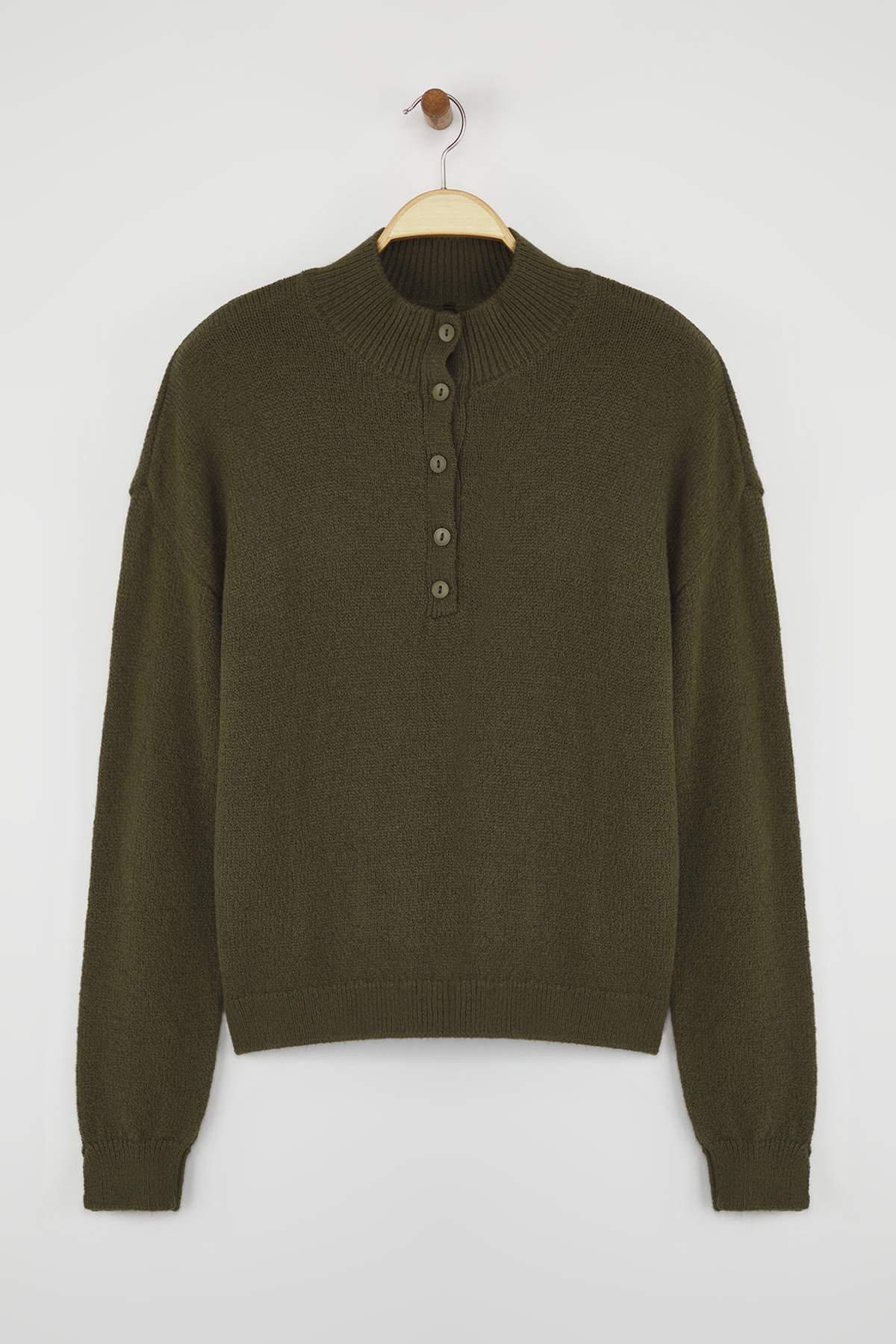 Trendyolmilla  Wardrobe Essentials Haki Yumuşak Dokulu Triko Kazak | TWOAW26KZ00074 - Görsel 5