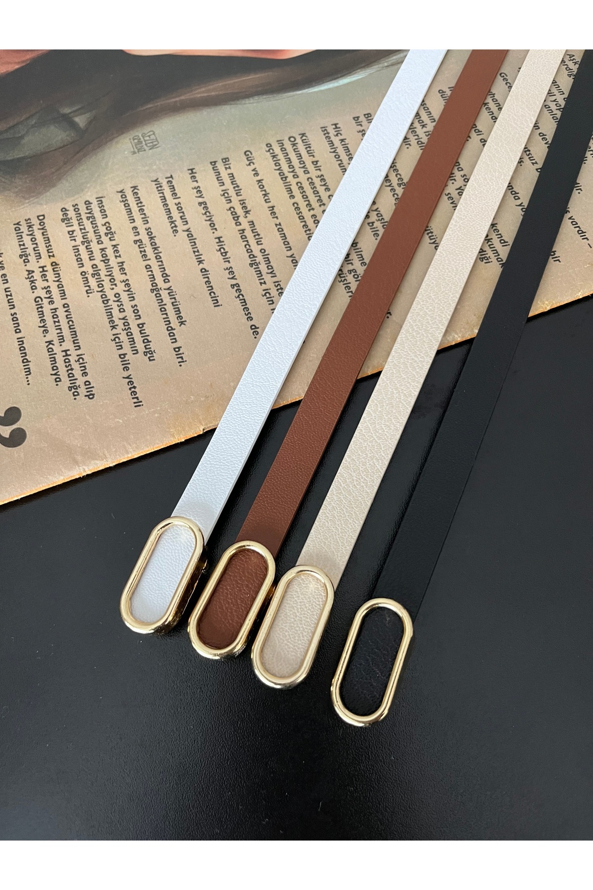 Zoula 4'lü Fırsat Ürünü Ithal Oval Gold Tokalı Ince Kemer, Pantolon Kemeri, Gömlek Kemeri, Ceket Kemeri