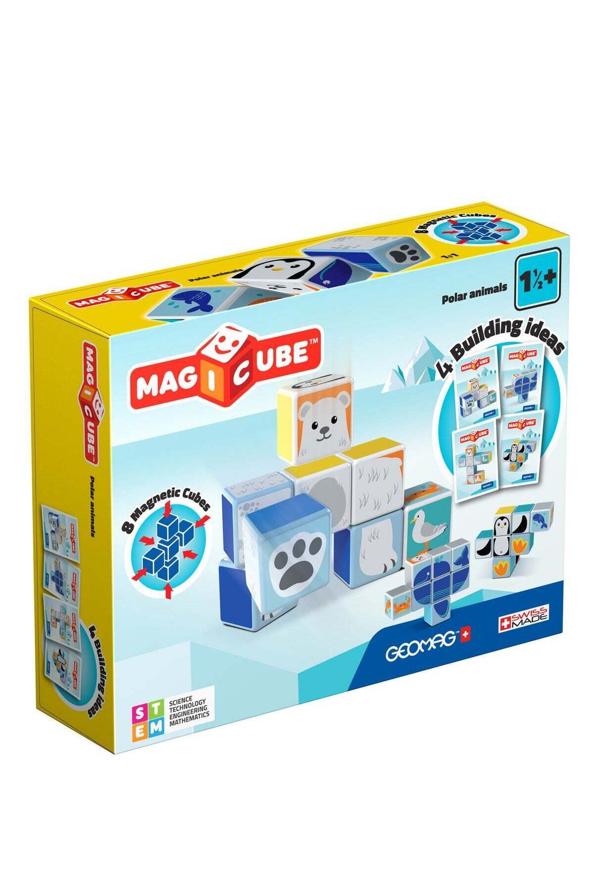 مکعب‌مغناطیسی پولار-دریایی حیوانات با کارت‌ها، اسباب‌بازی ۱۱ تکه
