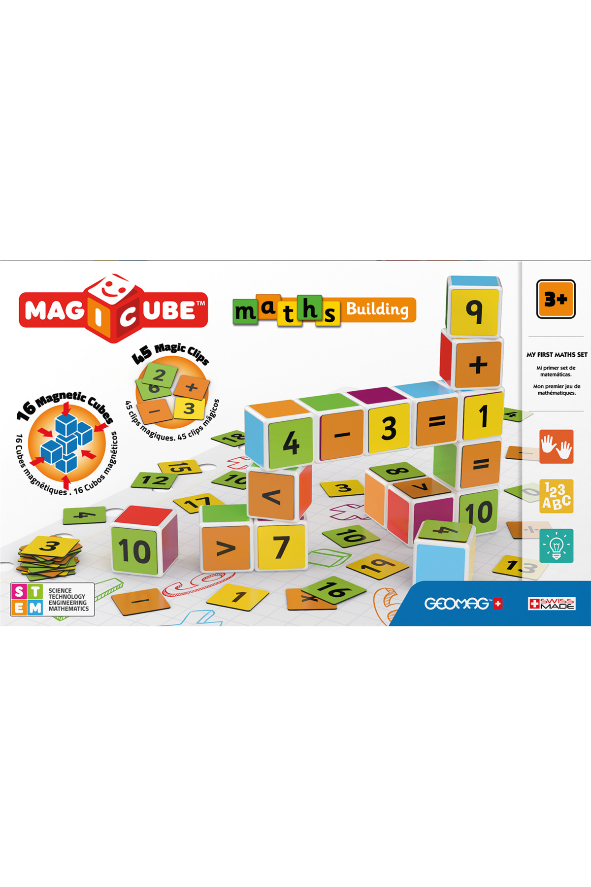 مکعبک جادویی ساخت کلمه + گیره‌ها، اسباب‌بازی‌های مغناطیسی STEM برای کودکان، مقناطیس آموزشی اولیه