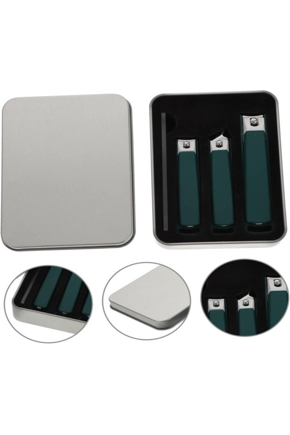 SİNKA Paslanmaz El Ayak Tırnak Makası Metal Kutu Cam Törpü 4'lü Set fotoğrafı 3 (önizleme)