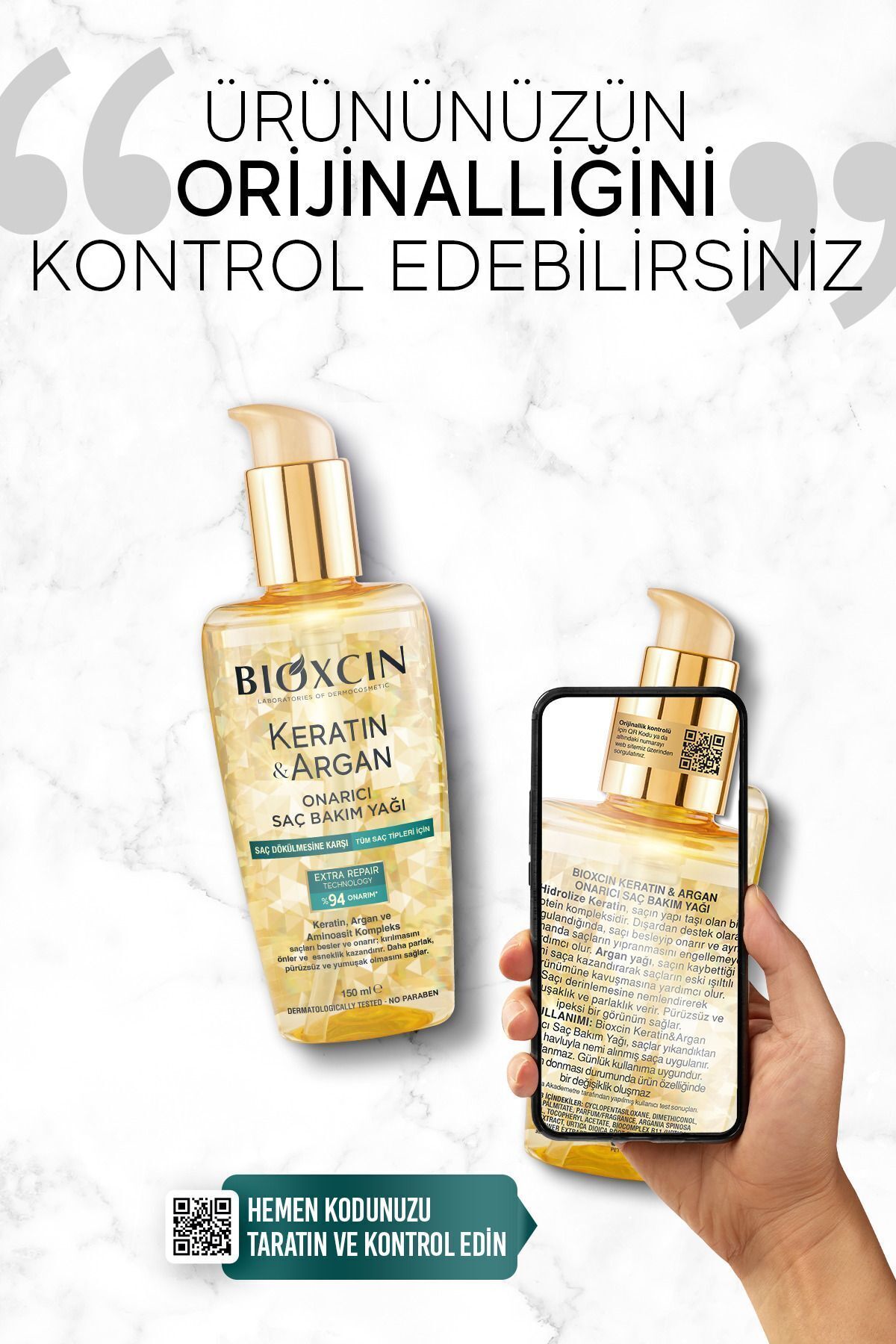 Keratin Argan Besleyici Onarıcı Saç Bakım Yağı 150 ml - Yıpranmış Ve Hassas Saçlar 2'li — TYCEAWX21N172197960236528 — تصویر 6 از 6