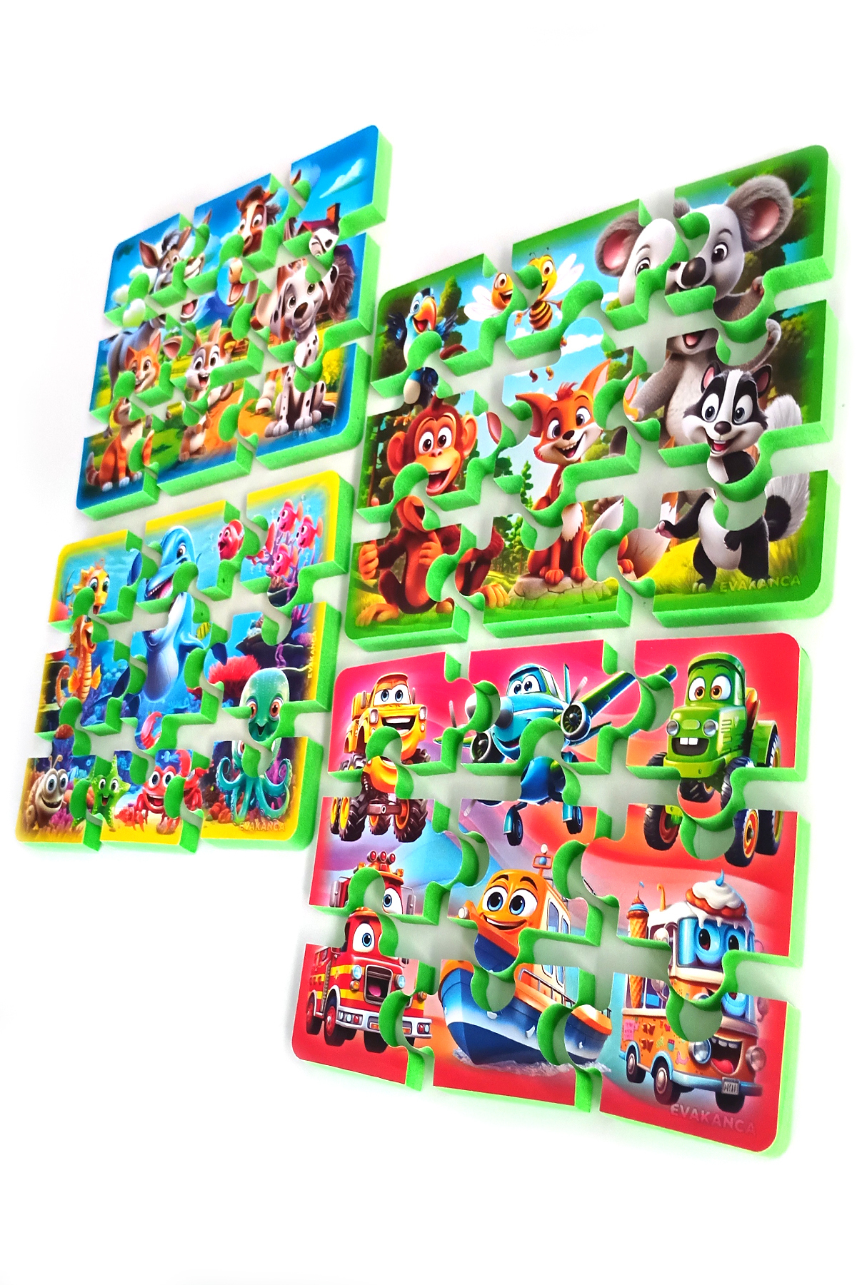 EVAKANCA 9 Parçalı 4 Adet Kalın EVA Puzzle Yapboz Orman Çiftlik Deniz Hayvanları Taşıtlar fotoğrafı 2 (önizleme)
