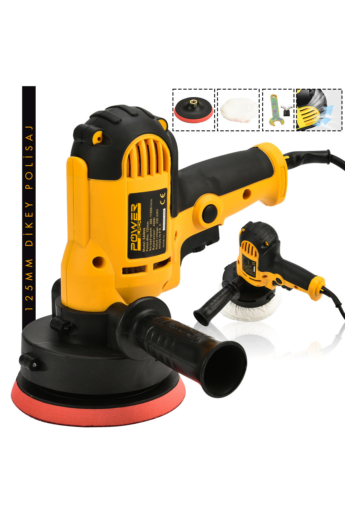 Siyaram Pookodanさん専用 POWER BLACK Dikey Polisaj Zımpara Makinesi 125mm Sarı Model P54211