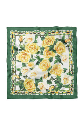 nehir eşarp Sarı Canlı Çiçek Desen Fular Bandana 70x70 Cm