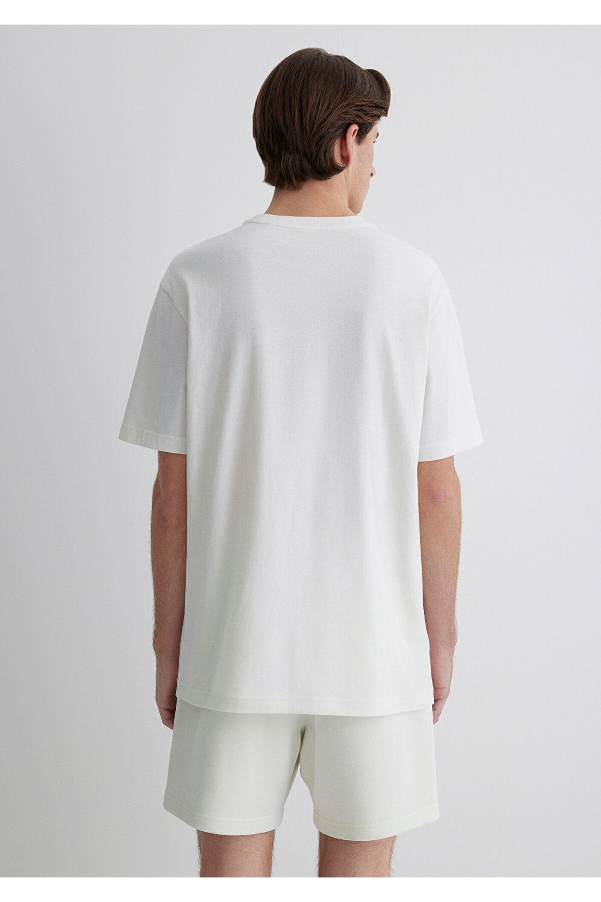 Mavi-Tennis Logo Printed Ecru T-Shirt Loose Fit / Loose Relaxed Cut 0612707-70057 6