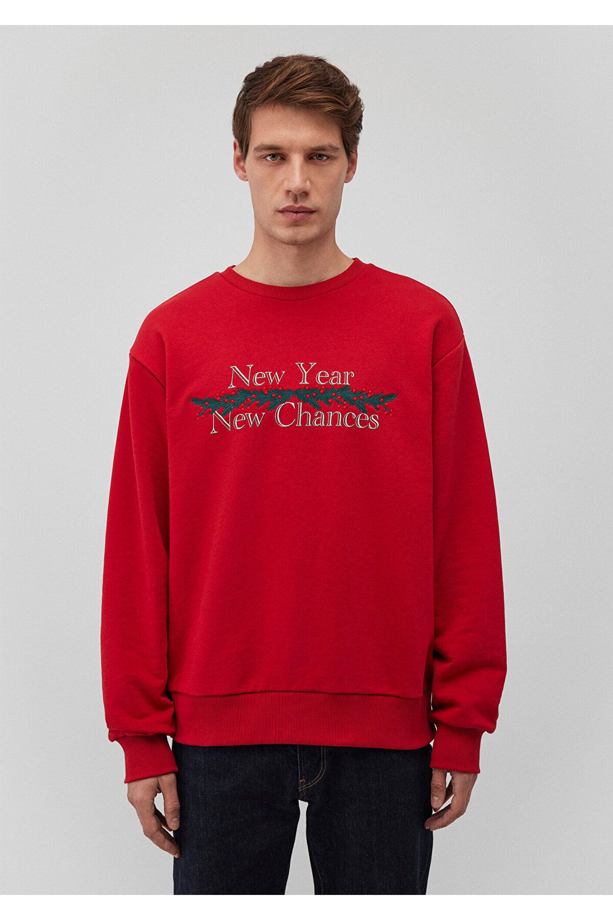 Mavi-Rotes Sweatshirt mit Neujahrsmotiv 0s10297-86417 3