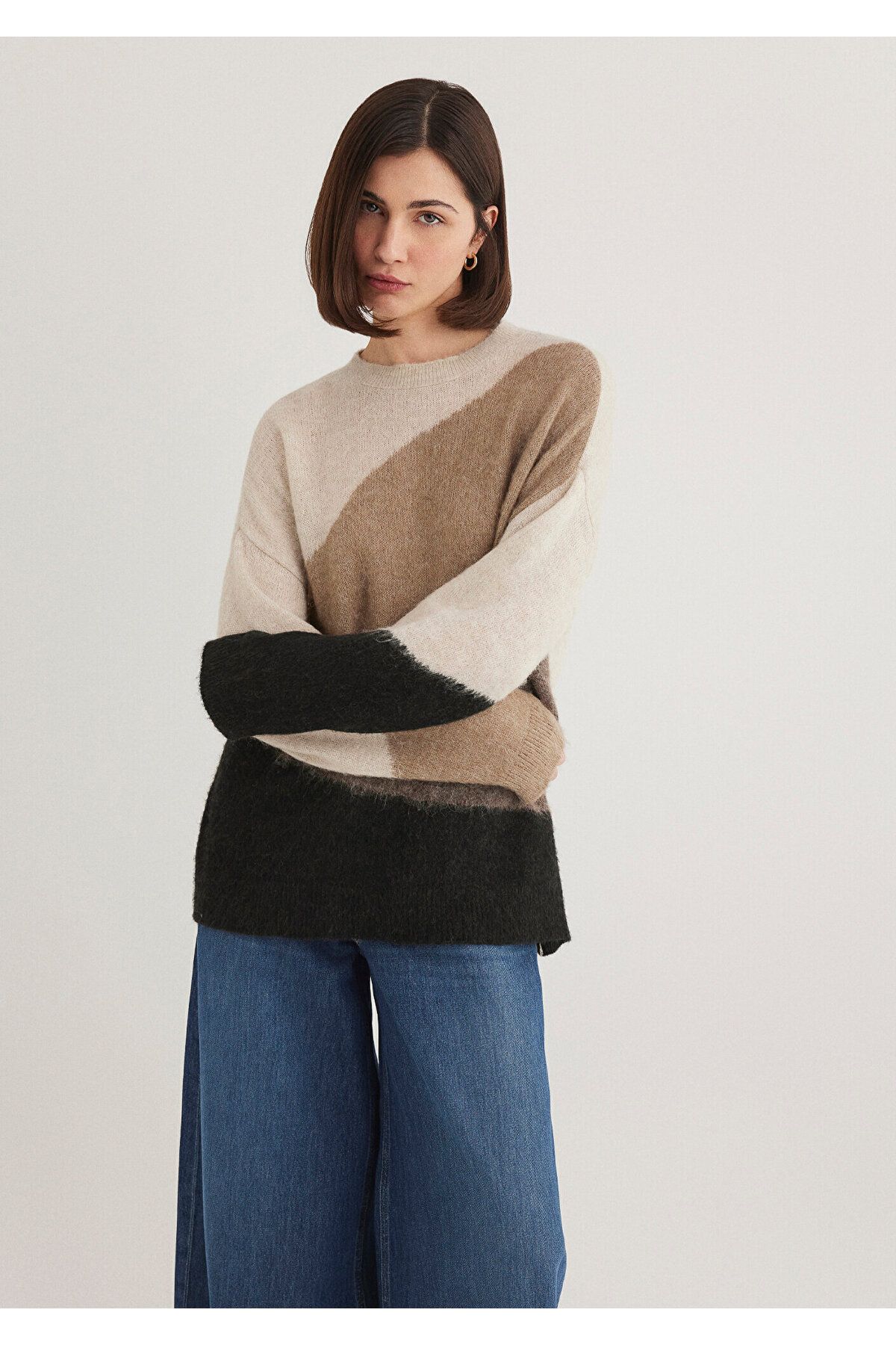 Mavi-Πουλόβερ Crew Neck Brown Loose Fit / Χαλαρή χαλαρή εφαρμογή 1710562 -86749 3