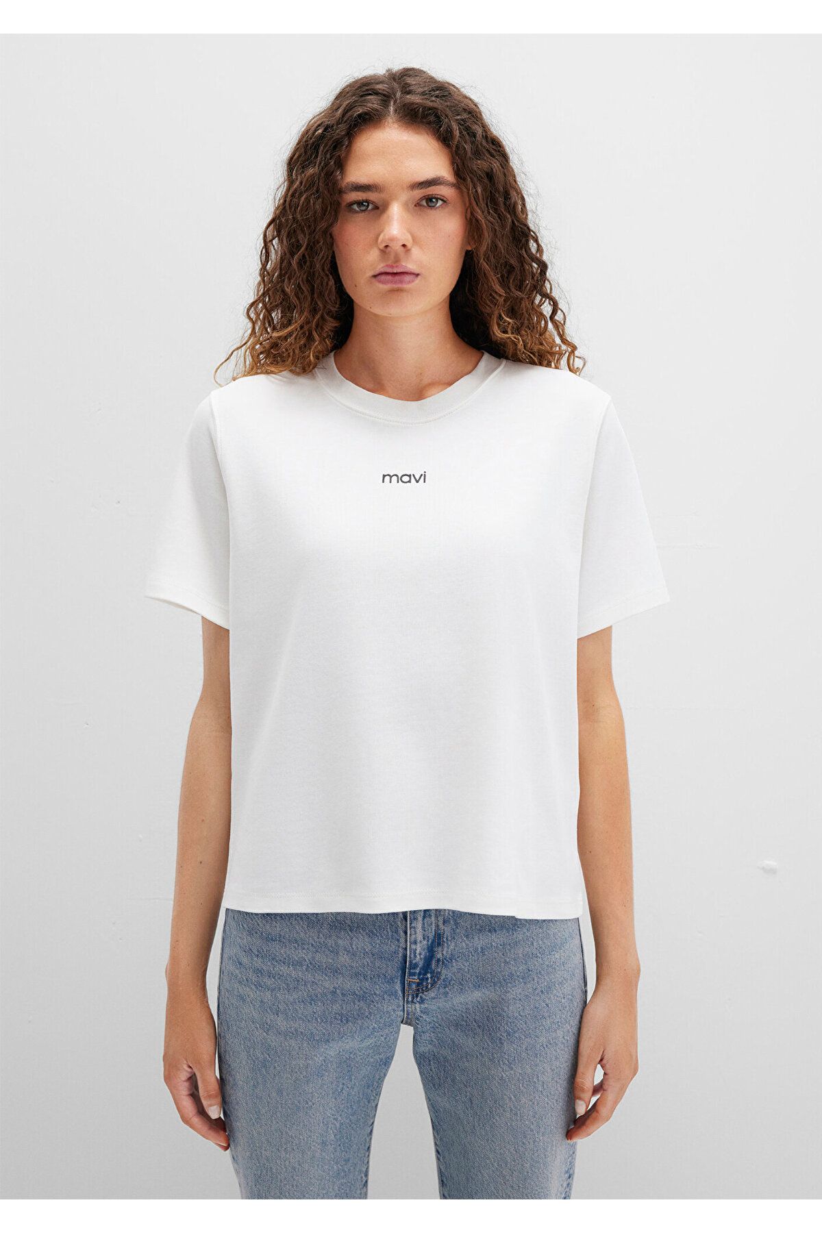 Mavi-Tricou alb cu imprimeu cu logo Loose Fit / Loose Relaxed Fit 1612829 -80194 5