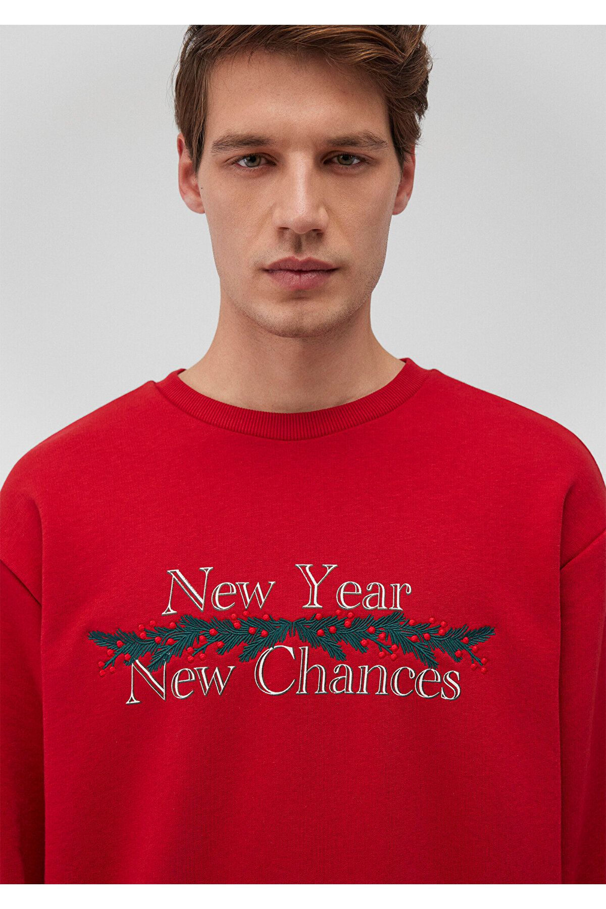Mavi-Rotes Sweatshirt mit Neujahrsmotiv 0s10297-86417 5