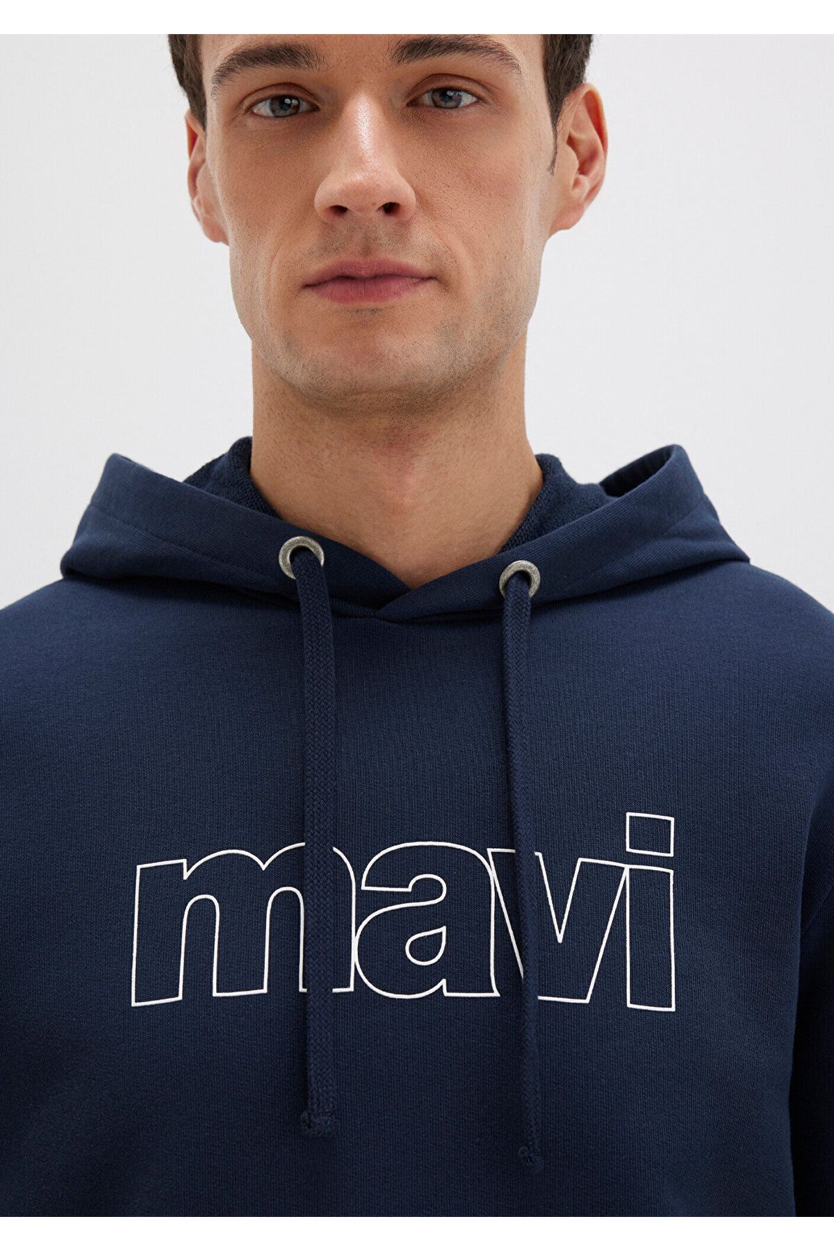 Mavi-Logo Printed Hooded Navy Blue Sweatshirt 065606-28417 5